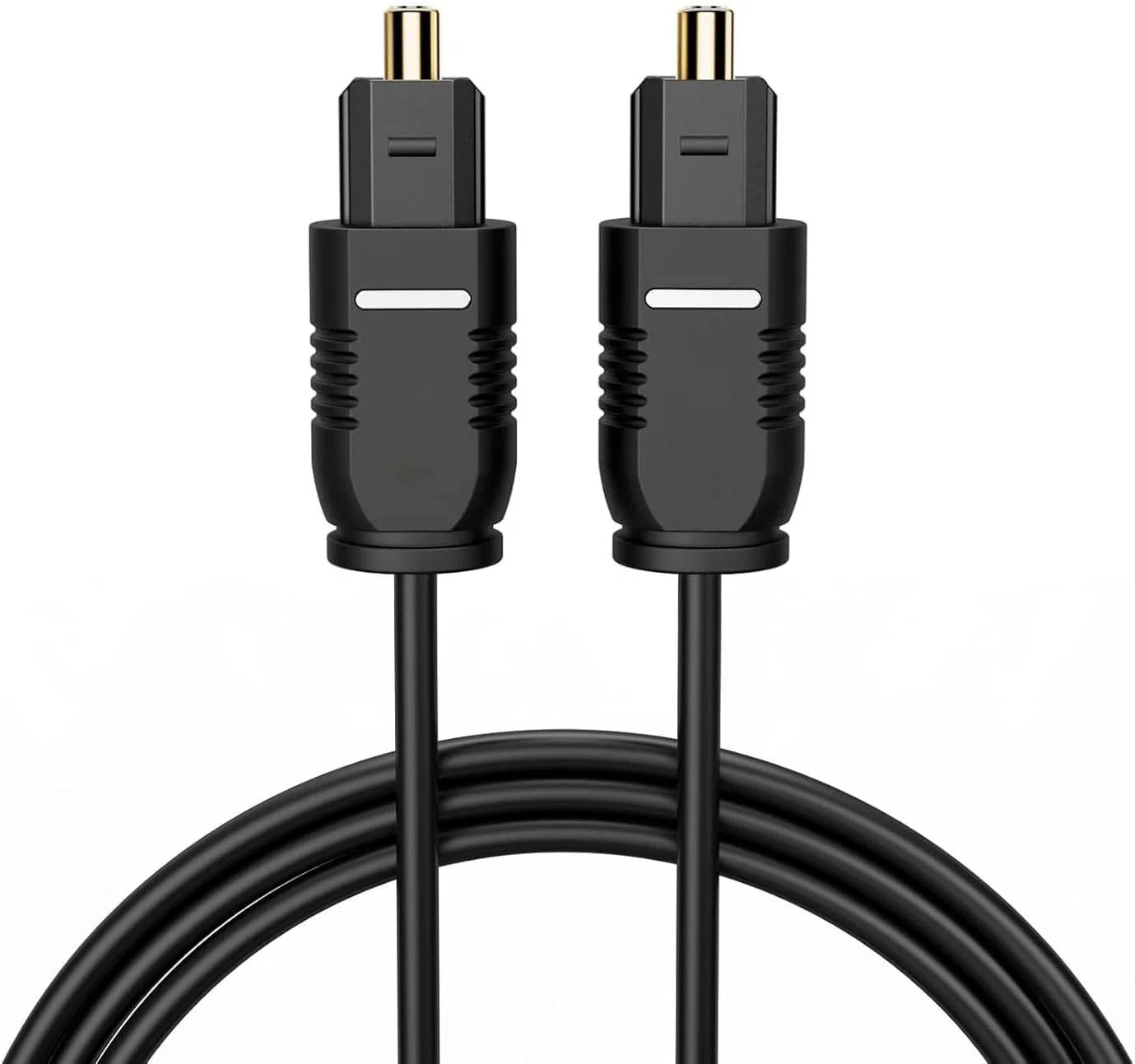 کابل صوتی دیجیتال نوری، کابل فیبر نوری نازک توسک لینک با روکش طلایی S/PDIF برای سینمای خانگی، ساندبار، تلویزیون، پخش کننده DVD/CD، کنسول بازی، کابل اتصال نر به نر طلایی، مشکی (2 متر)