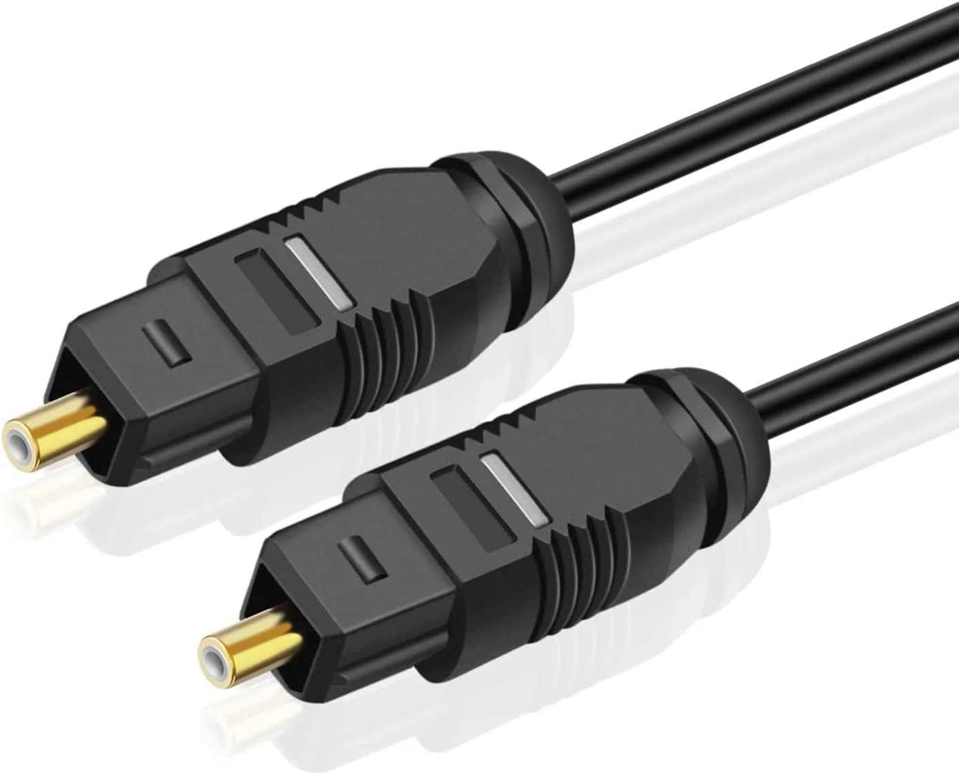 کابل صوتی دیجیتال نوری، کابل فیبر نوری نازک توسک لینک با روکش طلایی S/PDIF برای سینمای خانگی، ساندبار، تلویزیون، پخش کننده DVD/CD، کنسول بازی، کابل اتصال نر به نر طلایی، مشکی (2 متر)