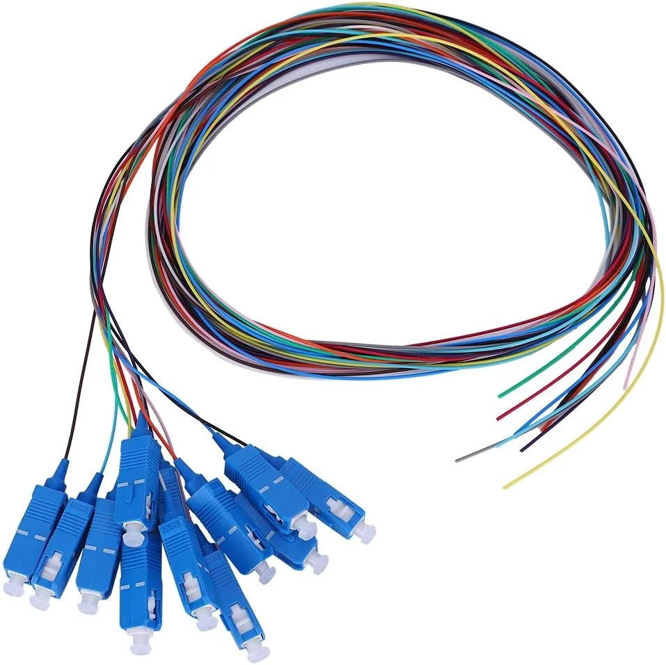 کابل فیبر نوری SC UPC تک حالته 12 هسته ای با سر مربعی SC و روکش بیرونی PVC برای سیستم های ارتباطات نوری