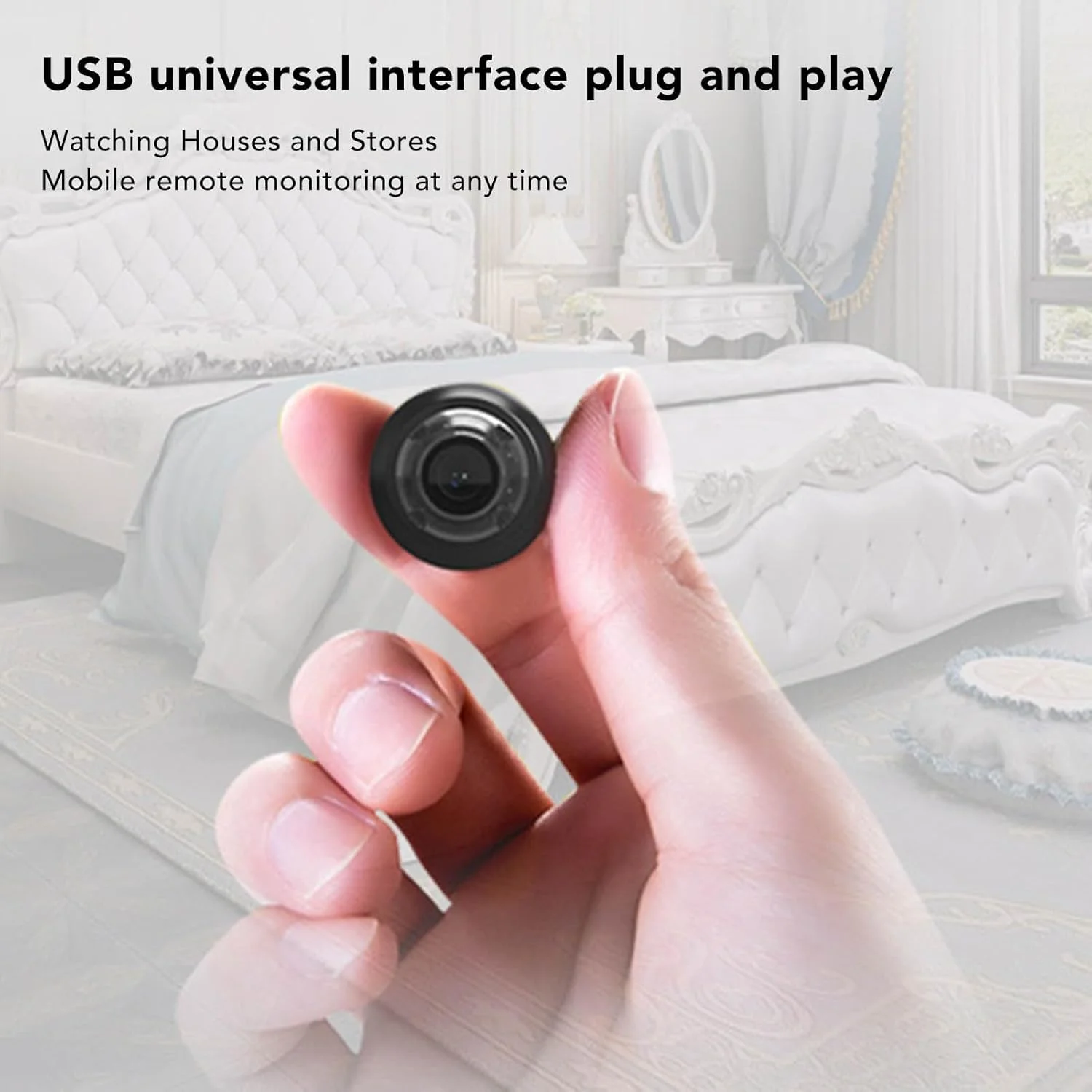 دوربین مینی وایرلس وای فای DAUZ، کیفیت تصویر بالا، اشتراک گذاری توسط کاربر، دید در شب، تشخیص انسان، زاویه دید گسترده 140 درجه، دوربین امنیتی وایرلس با قابلیت مشاهده از راه دور برای خانه