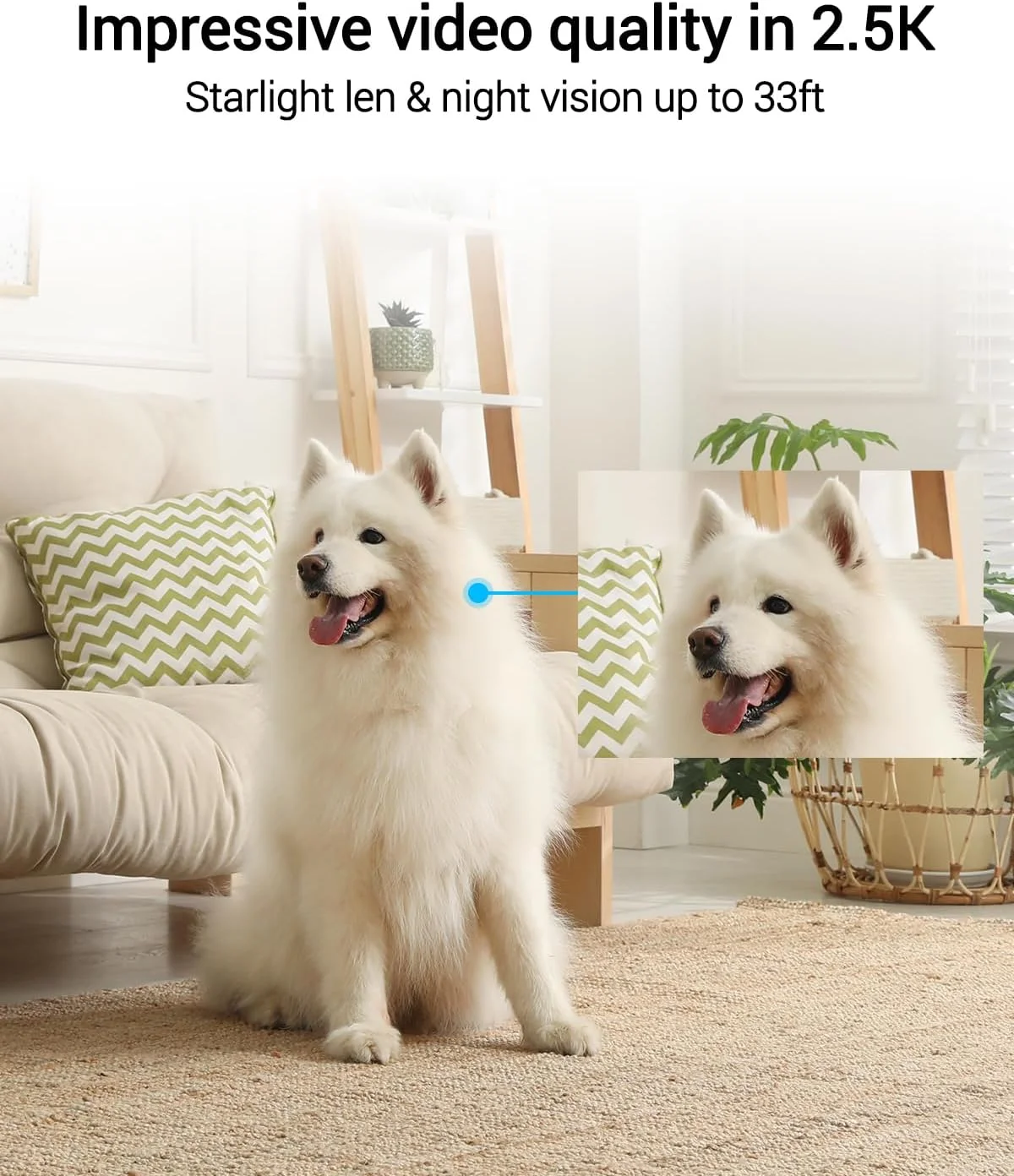 دوربین وای فای امنیتی EZVIZ C6، دوربین داخلی 2K+ با قابلیت تشخیص انسان، حیوانات خانگی و صدا با هوش مصنوعی، دید در شب، ردیابی زوم خودکار، صدا و تماس دو طرفه، وای فای 2.4G/5G، کارت SD/ذخیره سازی ابری