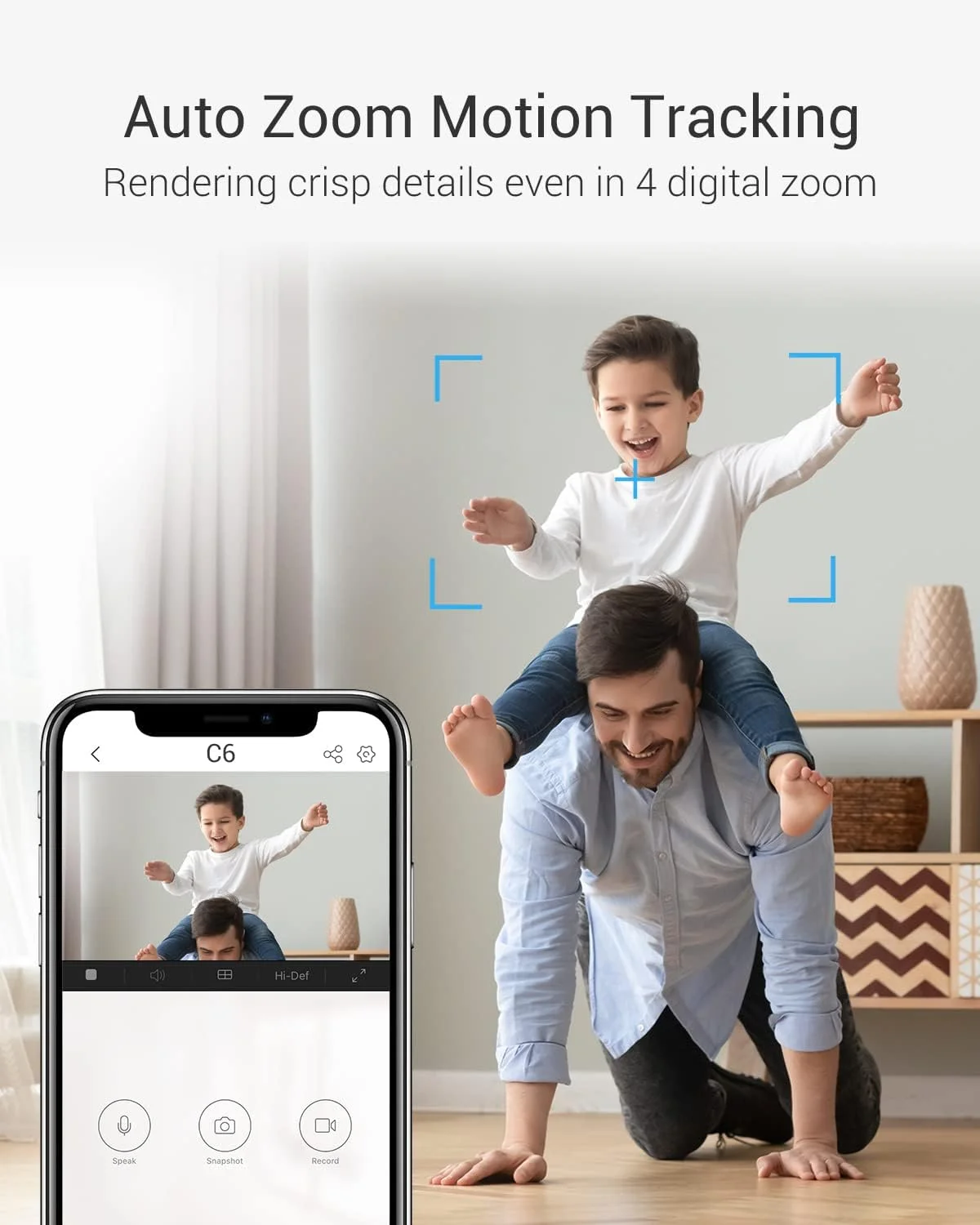 دوربین وای فای امنیتی EZVIZ C6، دوربین داخلی 2K+ با قابلیت تشخیص انسان، حیوانات خانگی و صدا با هوش مصنوعی، دید در شب، ردیابی زوم خودکار، صدا و تماس دو طرفه، وای فای 2.4G/5G، کارت SD/ذخیره سازی ابری