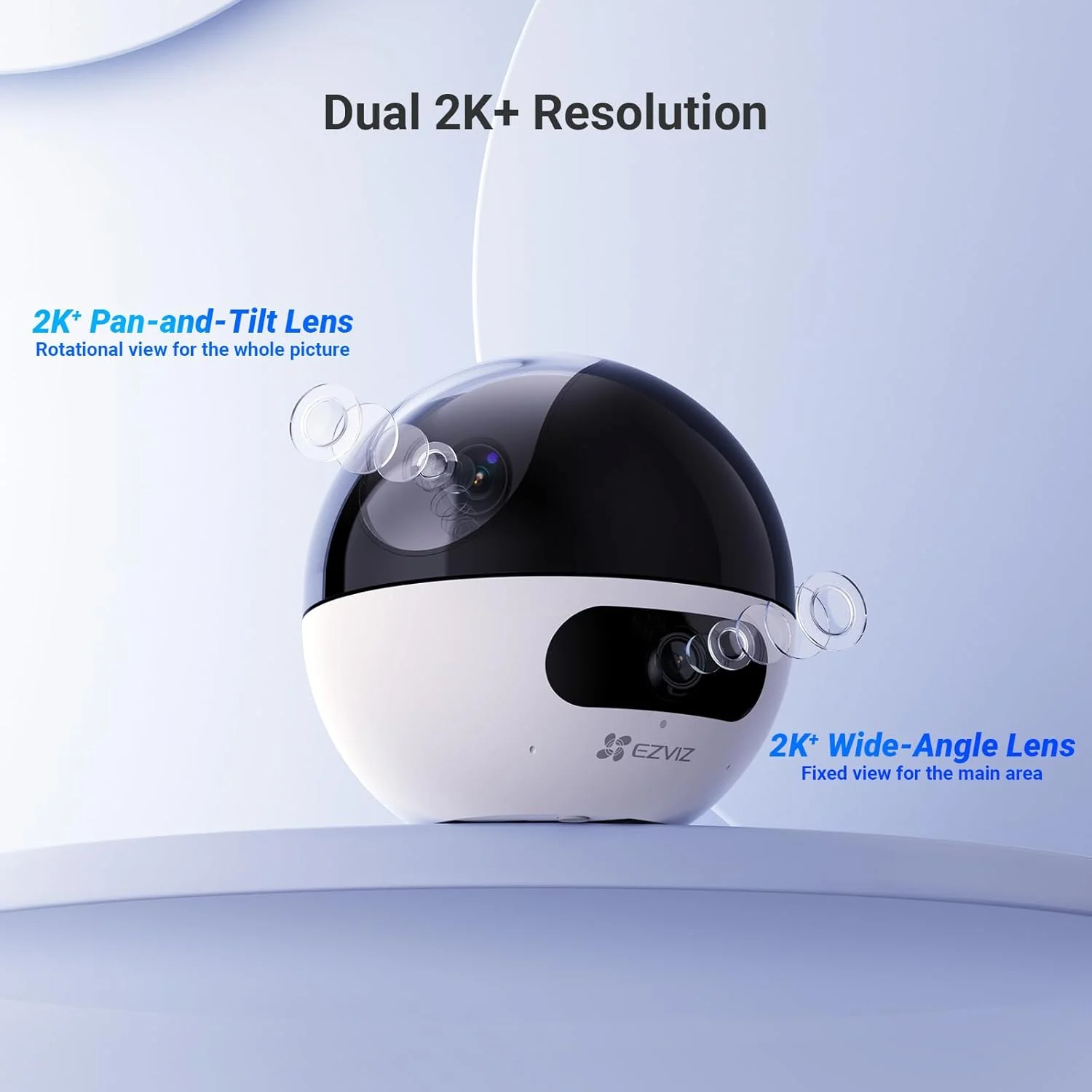 دوربین مداربسته خانگی EZVIZ C7 Dual Lens 2K+، مانیتور 360 درجه کودک، دید در شب رنگی، تشخیص انسان و حیوان خانگی، ردیابی خودکار، تماس دو طرفه، حالت گشت زنی، کنترل الکسا و گوگل، پشتیبانی از حافظه 512 گیگابایتی