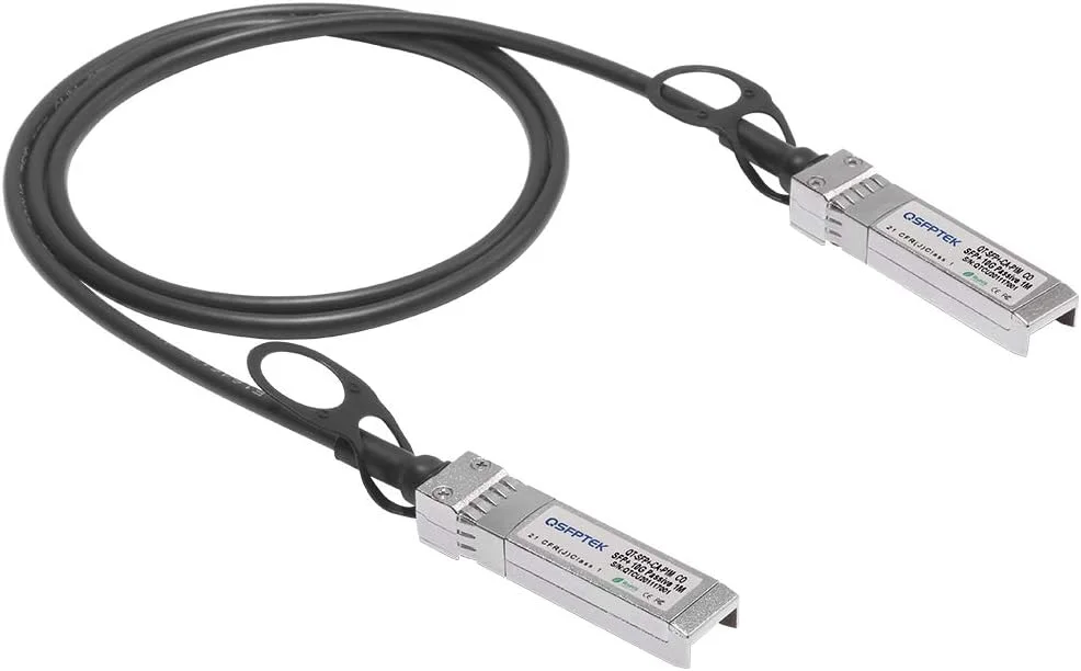 کابل مسی اتصال مستقیم غیرفعال QSFPTEK 10G SFP+ DAC، طول 1 متر (3 فوت) برای دستگاه‌های سوئیچ باز سیسکو SFP-H10GB-CU1M، یوبیکیوتی، دی-لینک، نت‌گیر، میکروتیک