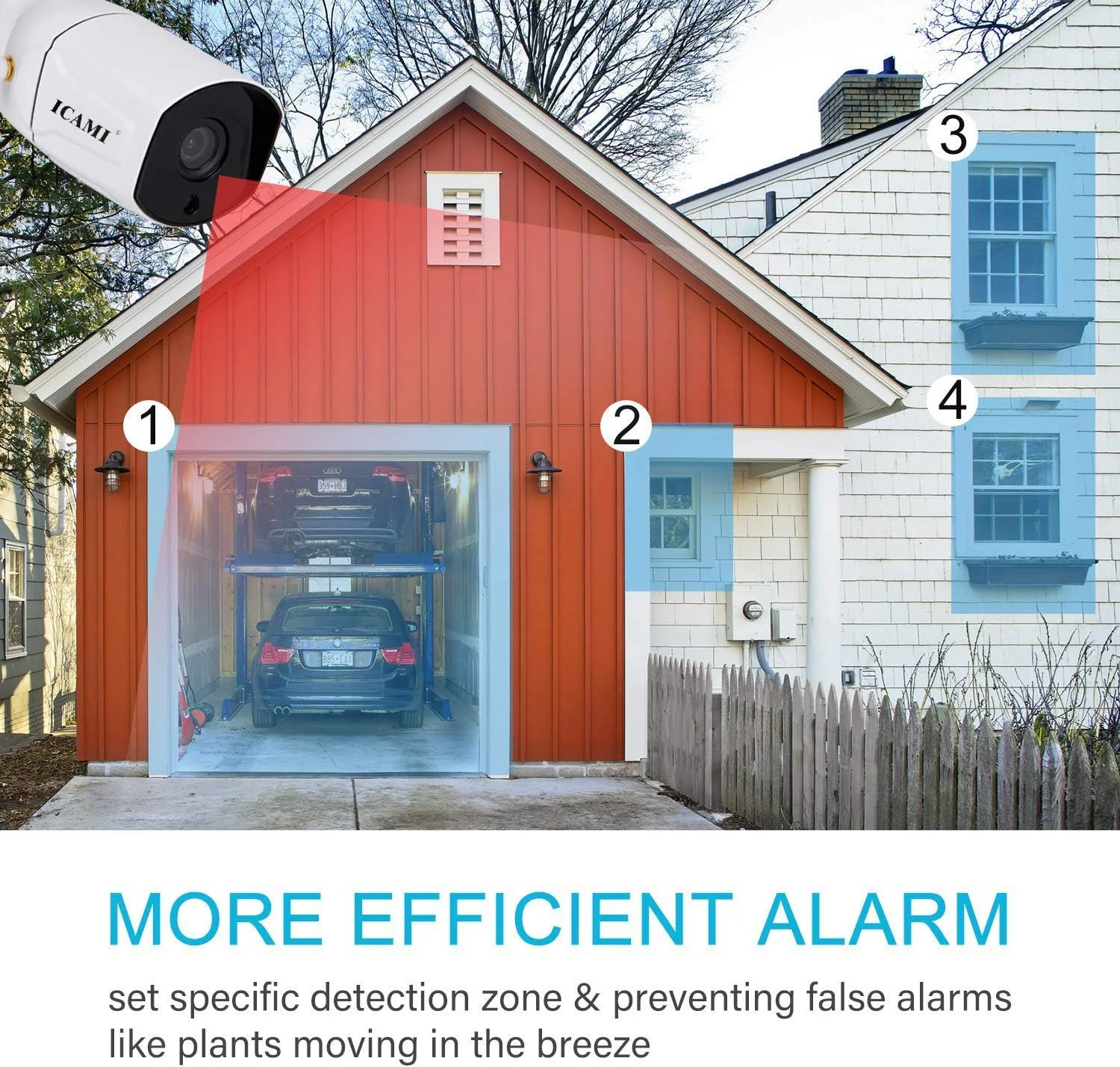 دوربین امنیتی بی سیم 4 مگاپیکسلی HD برای سیستم نظارت خانگی، ضد آب، دارای صدا، دید در شب و تشخیص حرکت (4MP)