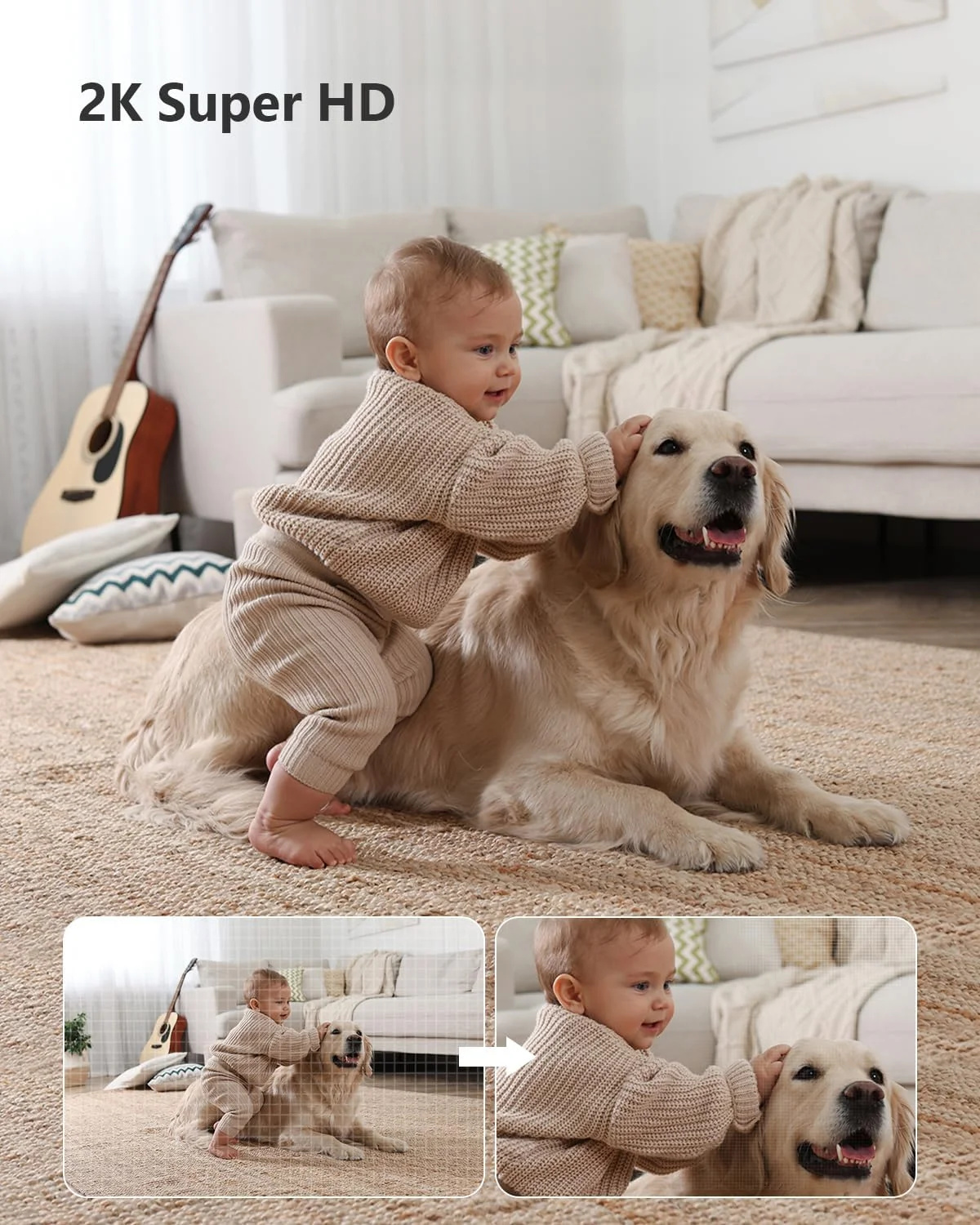 دوربین امنیتی 2K ایمو برای خانه، دوربین های نظارتی 3 مگاپیکسلی، دوربین داخلی، دوربین وای فای 360 درجه، دوربین فوق العاده شفاف داخلی، مانیتور کودک با تشخیص انسان، ردیابی حرکت، دید در شب بی سیم (Ranger 2C)