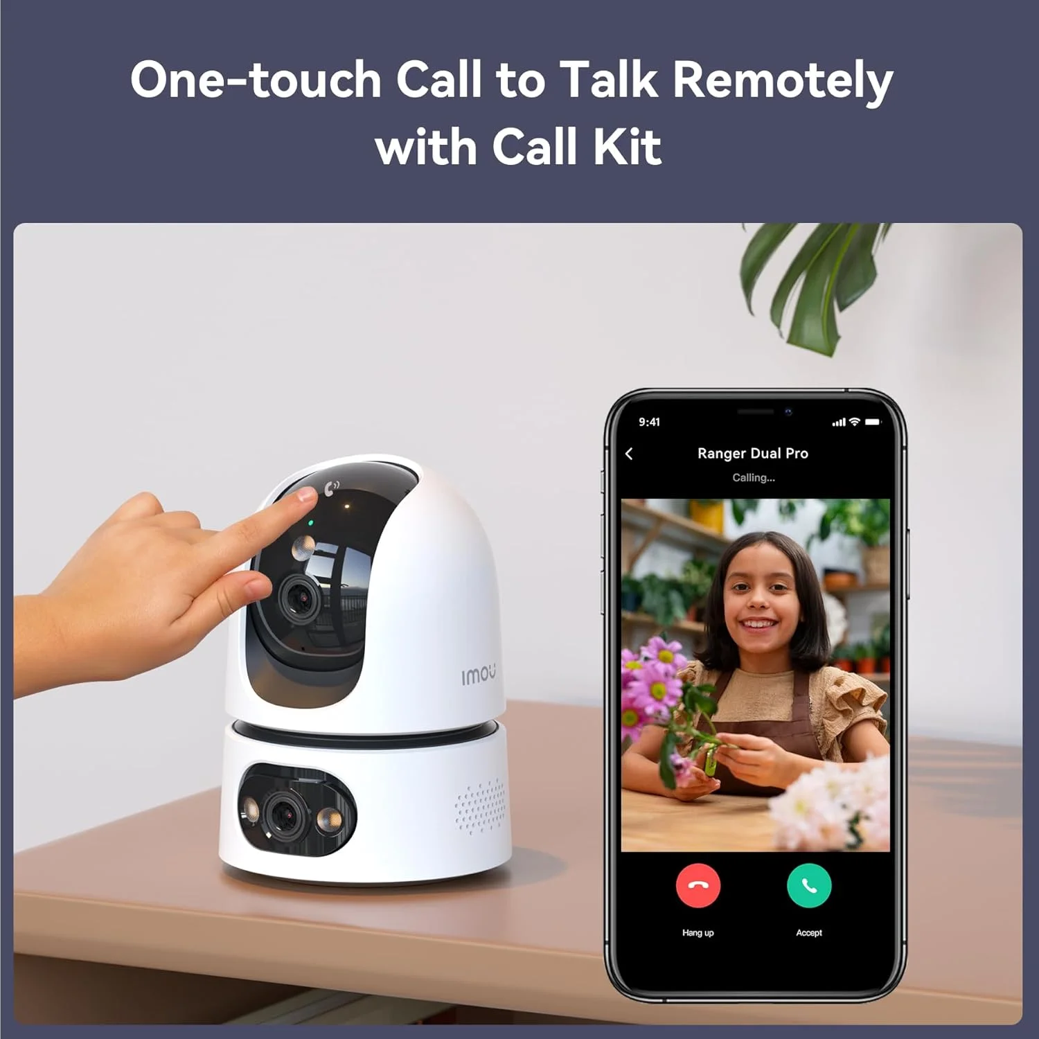 دوربین امنیتی دوگانه 6 مگاپیکسلی ایمو برای خانه با دکمه تماس، مانیتور کودک 2K HD داخلی با دید در شب رنگی/ صدای دو طرفه/ ردیابی تشخیص هوش مصنوعی انسان، دوربین خانگی حیوانات خانگی CCTV Wi-Fi6 دو بانده سازگار با الکسا