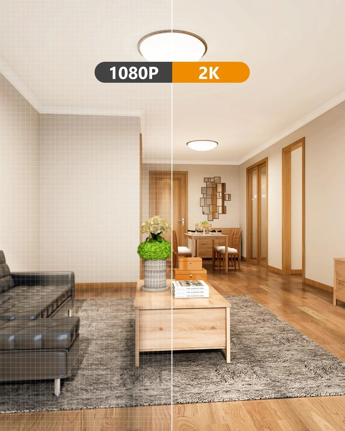 دوربین 2K ایمو برای دوربین های وای فای خانگی دوربین امنیتی 360 درجه دوربین های داخلی، دوربین نظارتی فوق العاده شفاف تشخیص انسان، صدای غیرعادی برای مانیتور کودک دید در شب، ردیابی هوشمند (DK2 2K)