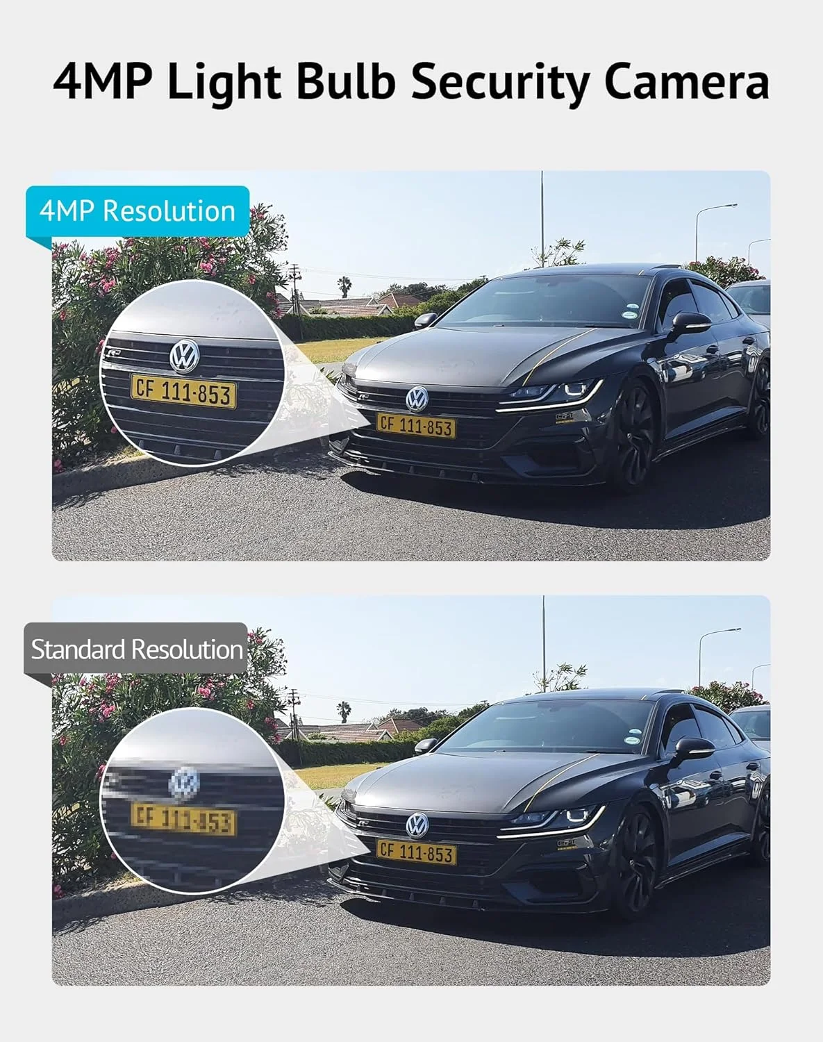 دوربین امنیتی لامپی LaView 4MP 2.4GHz، دوربین های امنیتی 360 درجه 2K بی سیم مناسب فضای باز و داخل خانه، دید کامل رنگی در روز و شب، تشخیص حرکت، آلارم صوتی، نصب آسان، سازگار با الکسا (بسته 2 عددی)