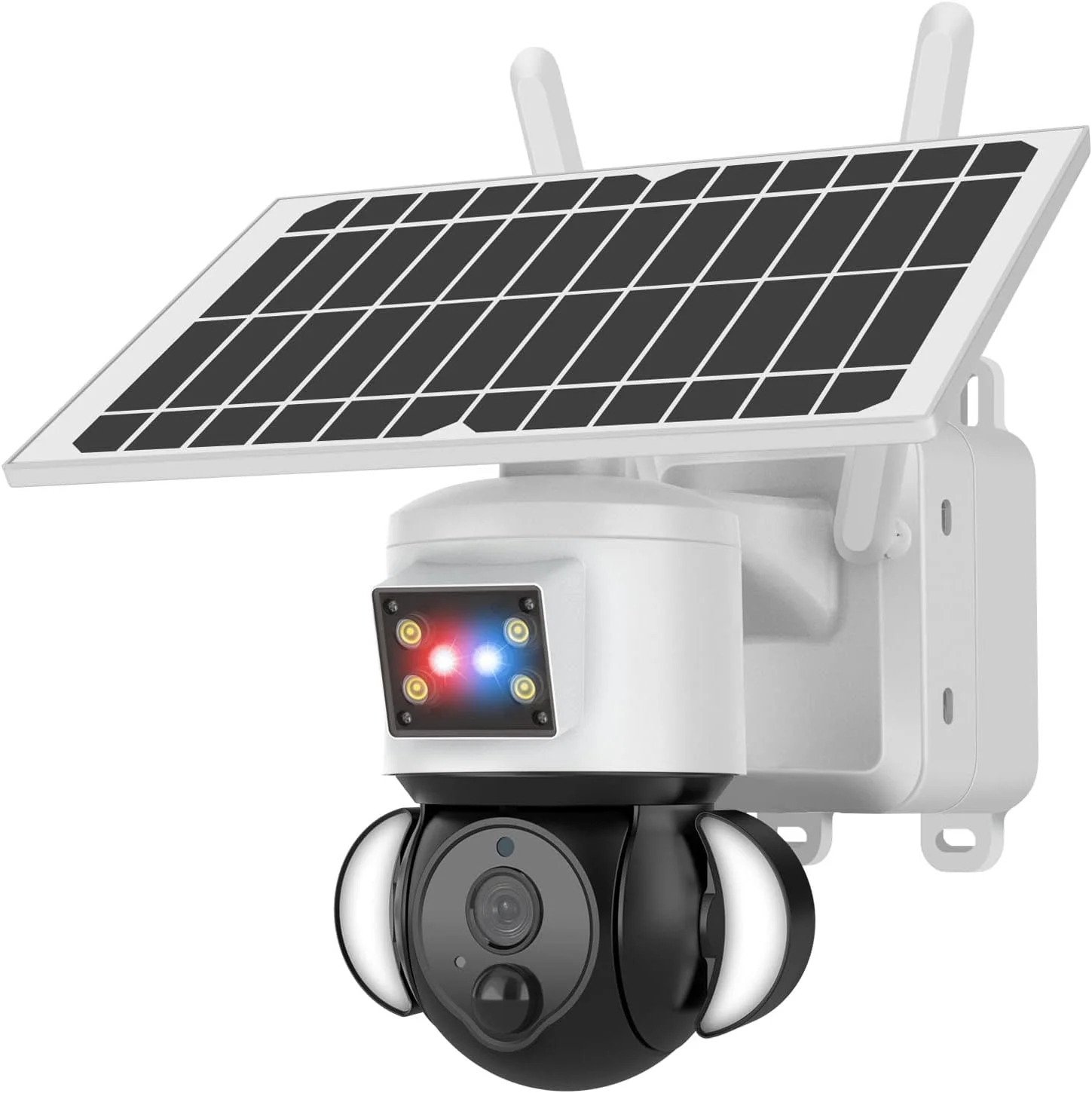 دوربین امنیتی خورشیدی QOZY، دوربین امنیتی سیم کارت بی سیم برای فضای باز، دوربین نظارتی سلولی، دوربین ایمنی دام CCTV، بدون نیاز به وای فای، دید در شب 1080P، مانیتور حرکتی (آلارم قرمز و آبی 4G)