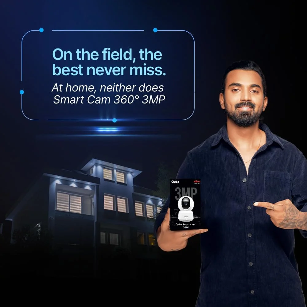 دوربین امنیتی هوشمند ۳۶۰ درجه کیوبو با کیفیت 2K و رزولوشن 3 مگاپیکسل، ساخت گروه هیرو | دارای اپلیکیشن موبایل | قابلیت مکالمه دو طرفه | دید در شب | ضبط روی فضای ابری و کارت حافظه SD | ساخت هند | سازگار با الکسا و گوگل