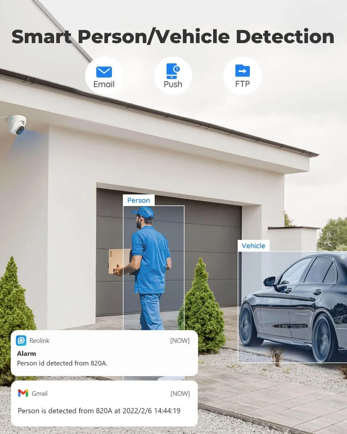 دوربین امنیتی 4K Ultra HD PoE ریولینک با قابلیت تشخیص انسان/خودرو، ضد آب IP67 مناسب فضای باز، تایم لپس، ضبط صدا، پشتیبانی از کارت حافظه Micro SD تا 256 گیگابایت برای ضبط 24/7 (شامل نمی شود)، مدل RLC-820A