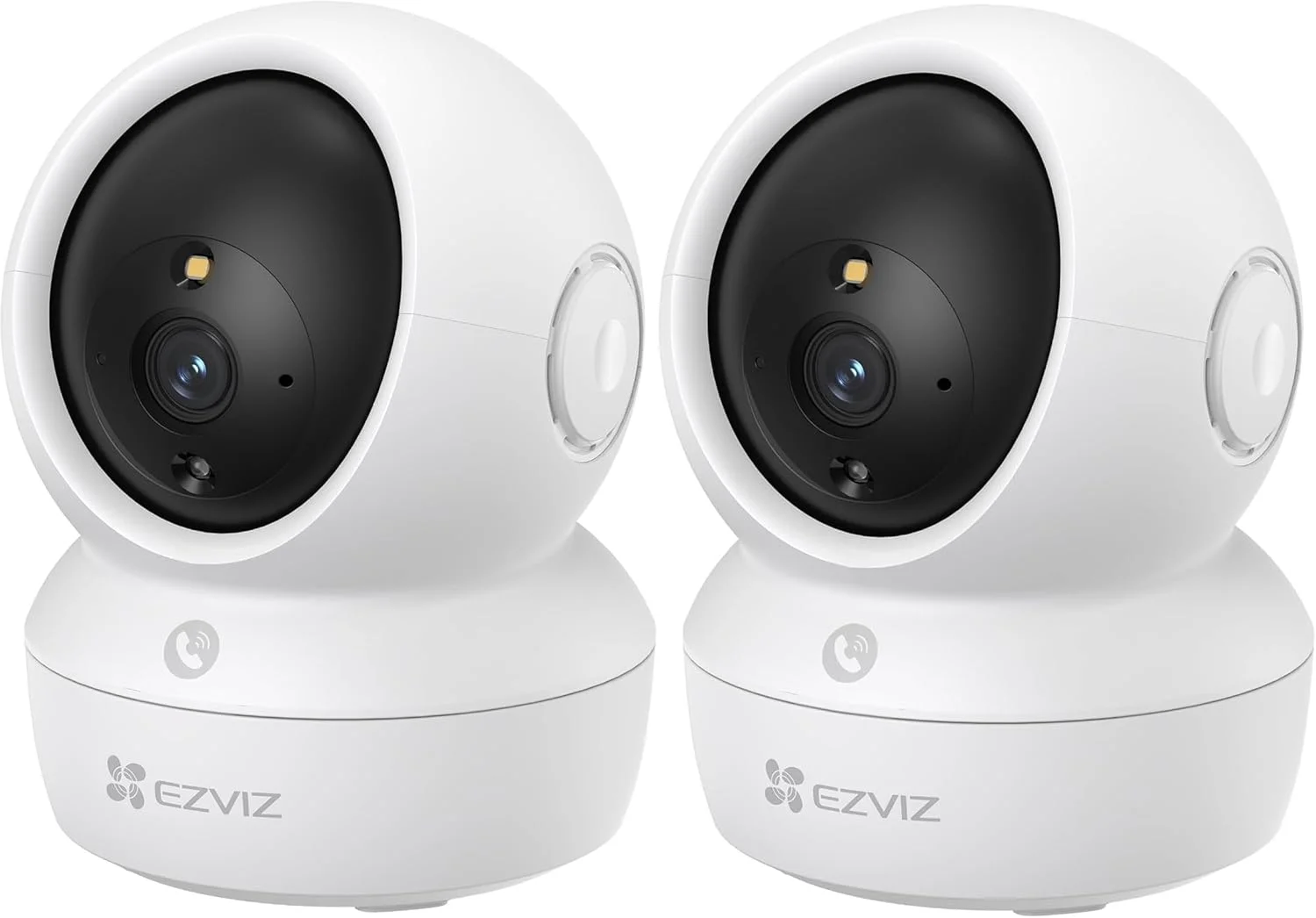 دوربین امنیتی هوشمند خانگی وای فای 3 مگاپیکسلی H6c Pro بسته 2 عددی، دوربین نظارتی کودک سفید با تشخیص حرکت، ردیابی هوشمند، صدای دو طرفه، دید در شب، کنترل از راه دور، سفید