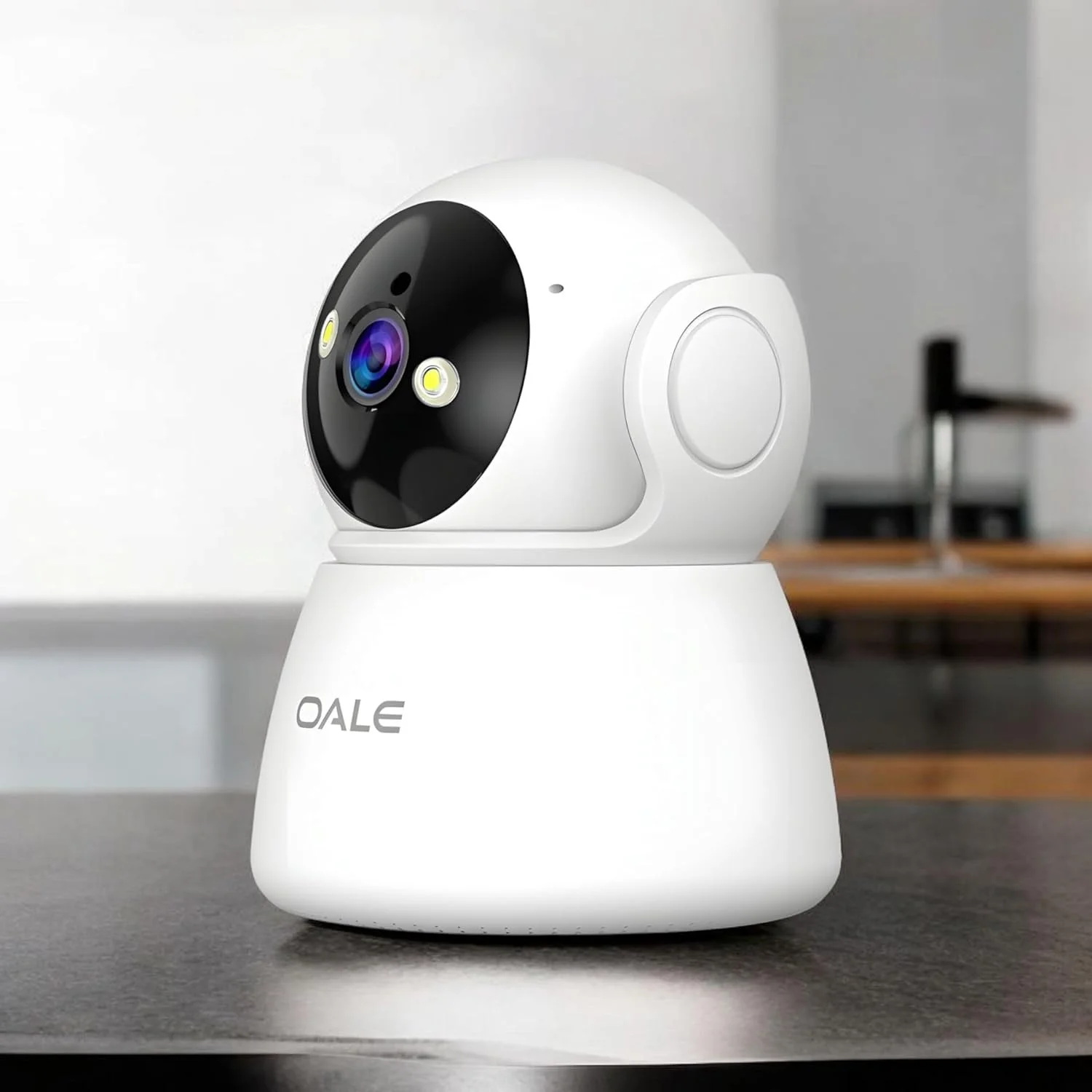 دوربین امنیتی منزل با دید در شب، 960P HD، برای منزل یا فضای باز، صدای دو طرفه، ذخیره سازی کارت SD، تشخیص حرکت، دید کامل 360 درجه، سفید