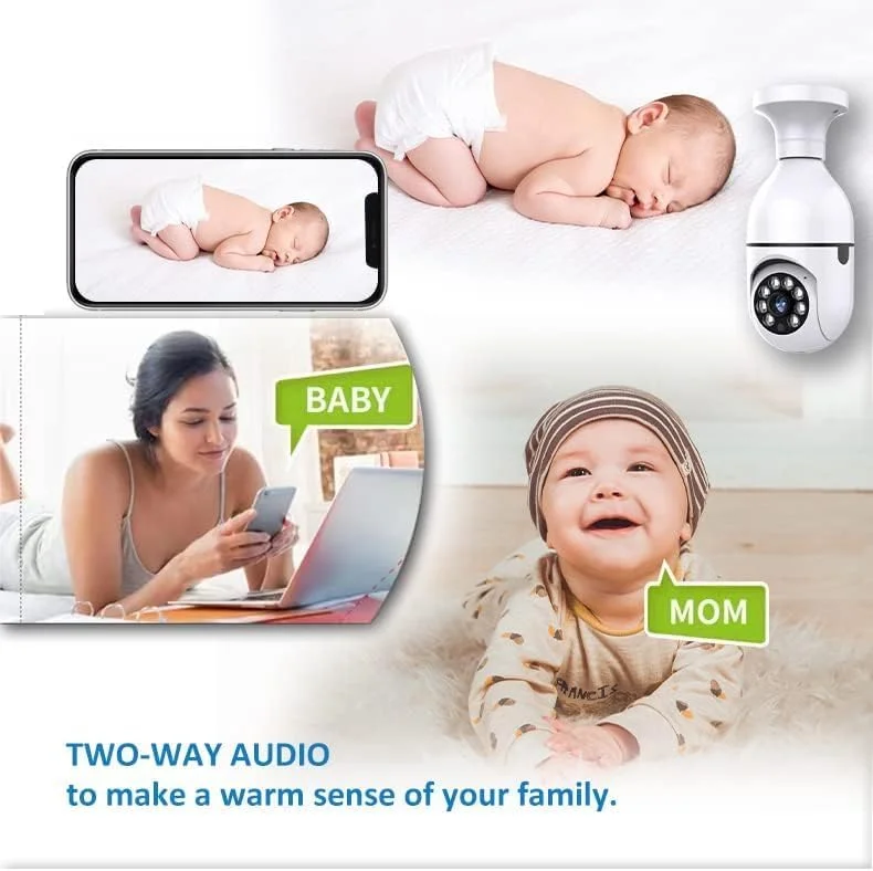 دوربین امنیتی لامپی هوشمند 360 درجه - دوربین مداربسته وای فای 1080P HD برای خانه - استفاده در فضای داخلی و خارجی - تشخیص حرکت - دید در شب - صدای دو طرفه - دوربین نظارتی بی سیم