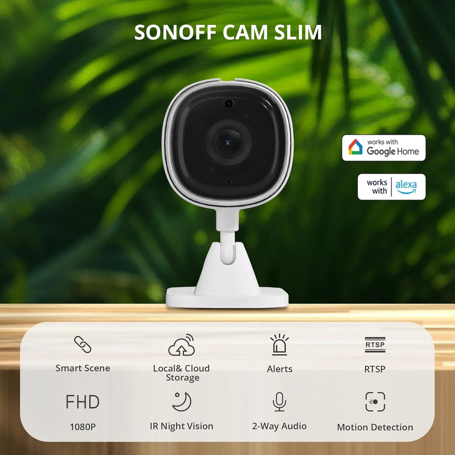 دوربین نظارتی داخلی سونوف، دوربین آی پی وای فای CAM Slim 1080P، دوربین مانیتور کودک، تشخیص حرکت، دید در شب، سیستم صوتی دو طرفه، سازگار با الکسا و گوگل هوم