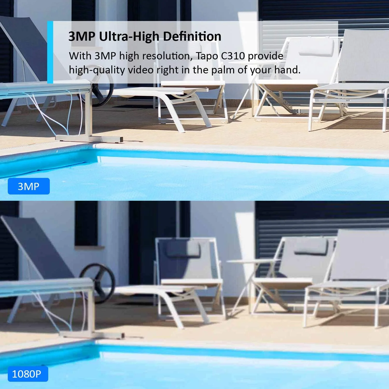 دوربین امنیتی 2K فضای باز Tapo، تشخیص حرکت، ضد آب و هوا IP66، آژیر داخلی، صدای دو طرفه، 3 مگاپیکسل، دید در شب، ذخیره سازی ابری و کارت SD، سازگار با الکسا و گوگل هوم (Tapo C310)