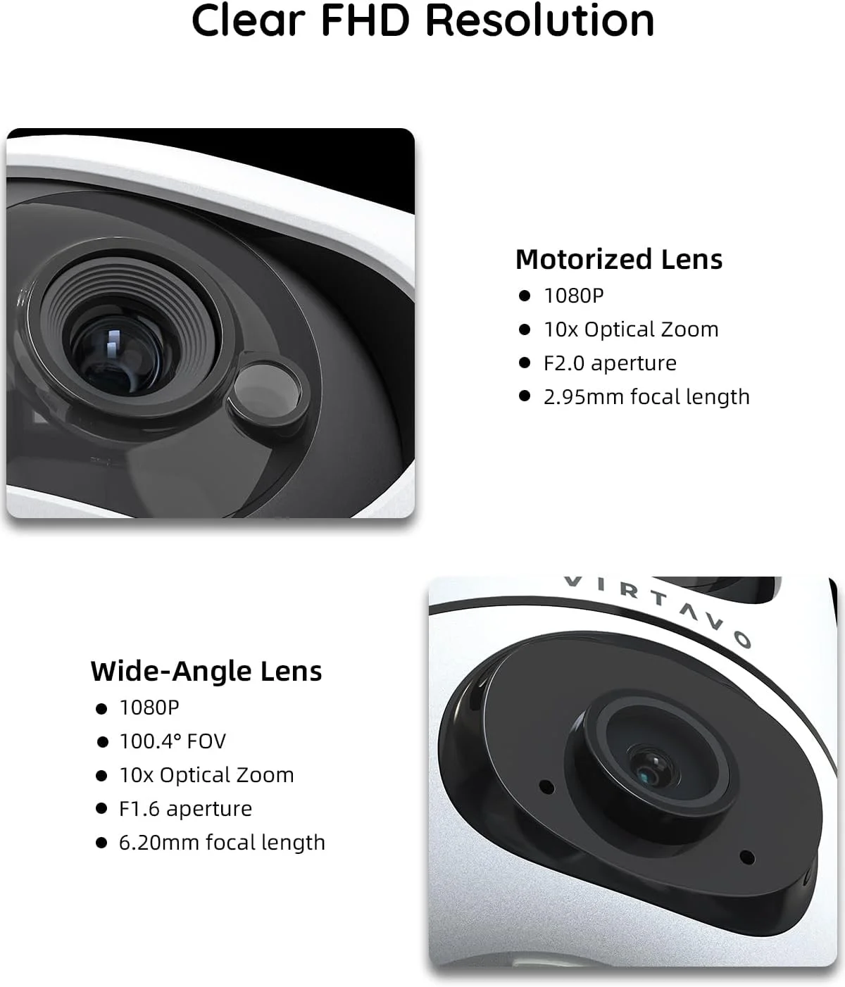 دوربین امنیتی داخلی Virtavo EggsFlask، 1080P با لنز و نمایشگر دوگانه، دوربین نظارت بر امنیت خانه، دوربین کودک، دوربین حیوانات خانگی، چرخش/شیب/زوم