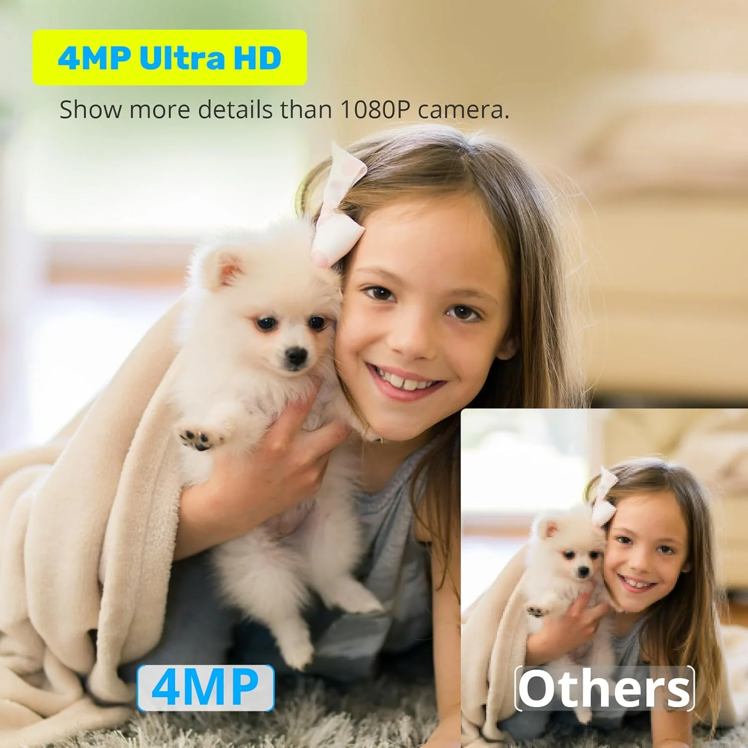 دوربین امنیتی داخلی WUUK با کیفیت 4MP/2.5K، دوربین امنیتی خانگی وای فای با قابلیت چرخش 360 درجه، دوربین مراقبت از کودک با دید در شب، دوربین حیوانات خانگی با اپلیکیشن، ردیابی هوشمند، سازگار با الکسا و گوگل