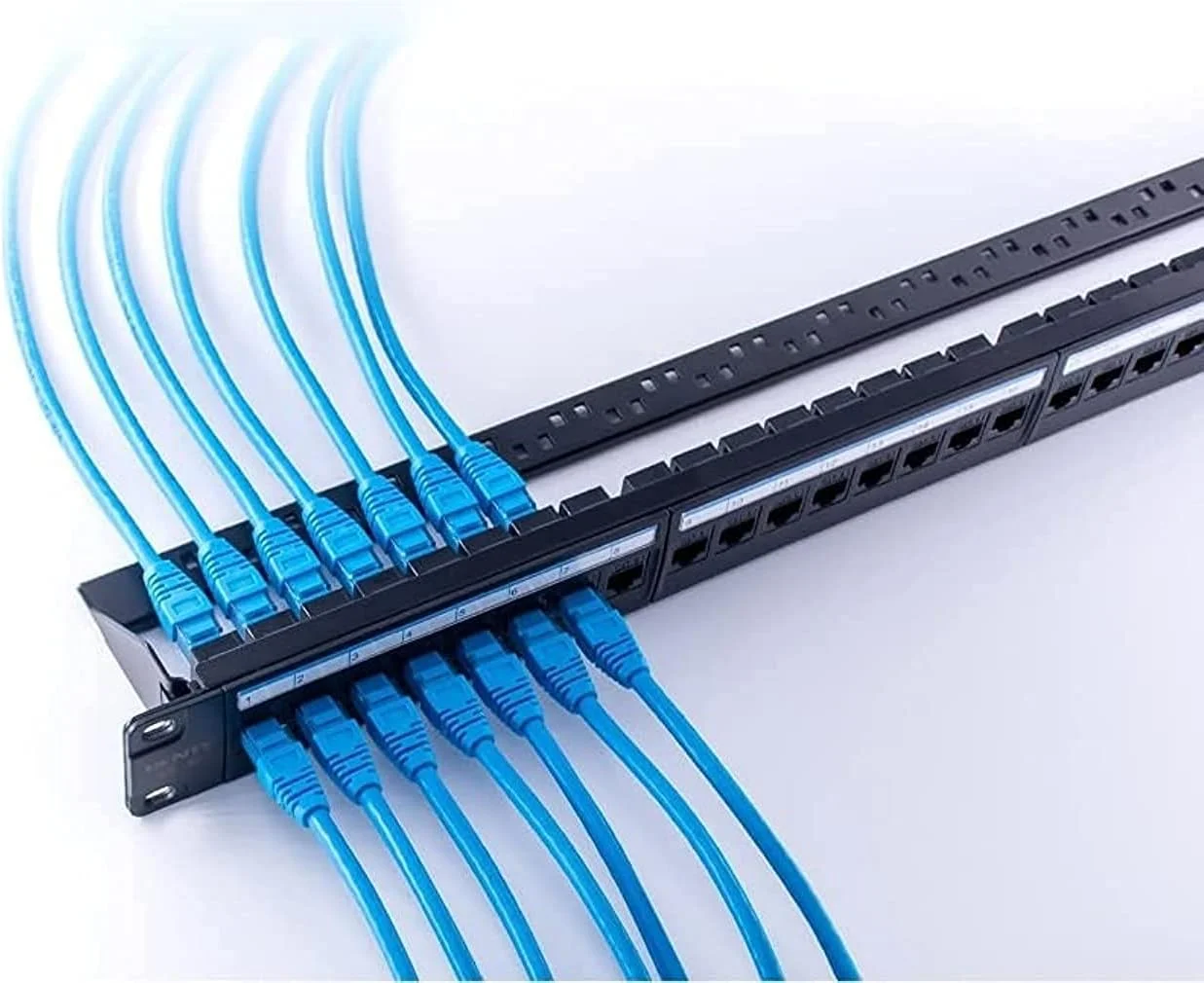 پنل پچ 24 پورت Cat6 DKURVE® با پشتیبانی از کیستون Inline، پنل پچ کوپلر Pass-Thru UTP 19 اینچی، پنل پچ شبکه 1U برای کابل کشی Cat6، Cat5e، Cat5