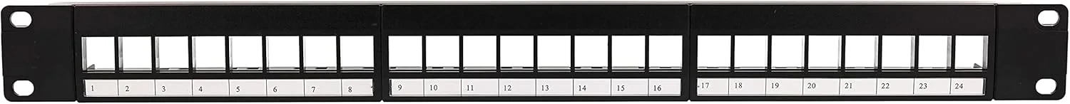 پنل پچ 24 پورت خالی DKURVE 1U، Cat5، Cat5e، Cat6، Cat6A، UTP، طراحی رک مونت 19 اینچی