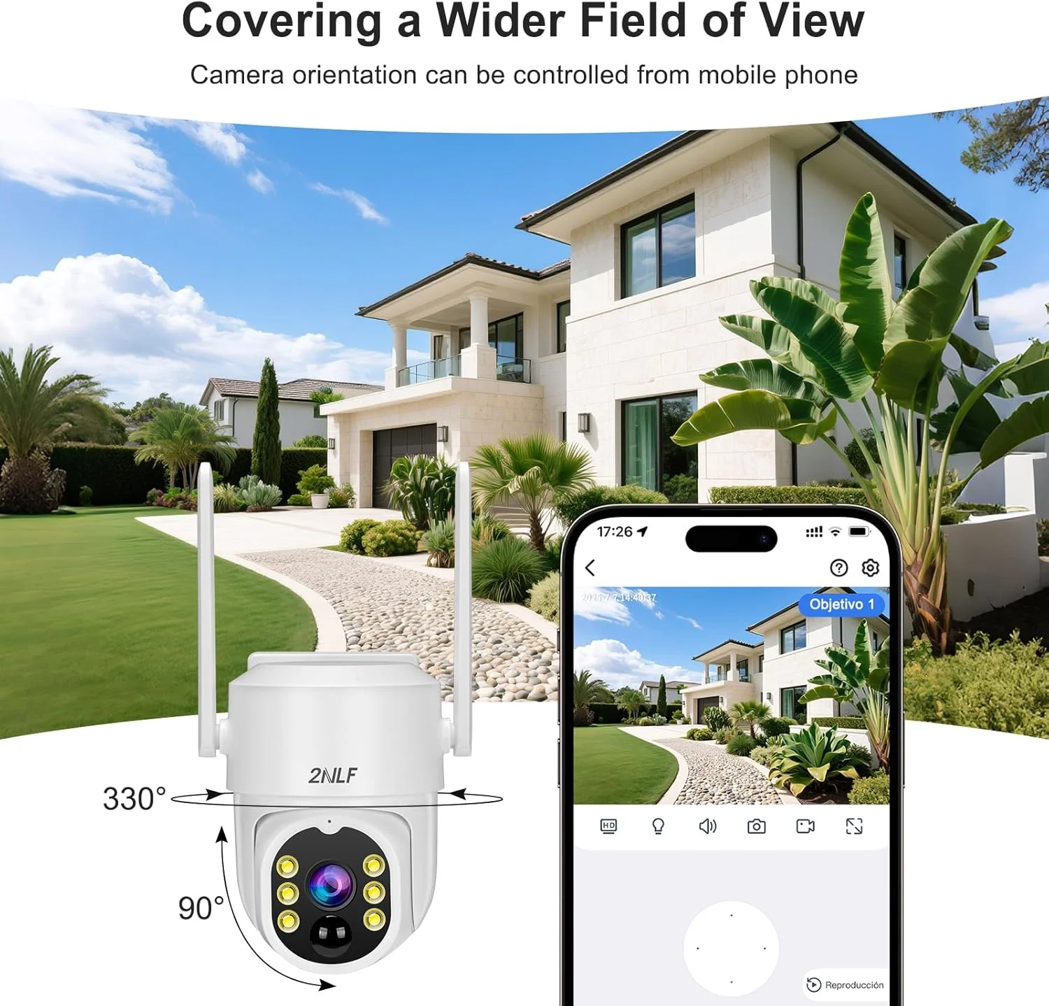 دوربین امنیتی خورشیدی بیسیم 2NLF برای فضای باز با وایفای 2.4 گیگاهرتز / 5 گیگاهرتز، دوربین 4 مگاپیکسلی 360 درجه با باتری برای امنیت خانه با نورافکن، دید در شب رنگی، ردیابی تشخیص حرکت، صدای دو طرفه دوربین امنیتی خورشیدی بیسیم 2NLF برای فضای باز با وایفای 2.4 گیگاهرتز / 5 گیگاهرتز، دوربین 4 مگاپیکسلی 360 درجه با باتری برای امنیت خانه با نورافکن، دید در شب رنگی، ردیابی تشخیص حرکت، صدای دو طرفه