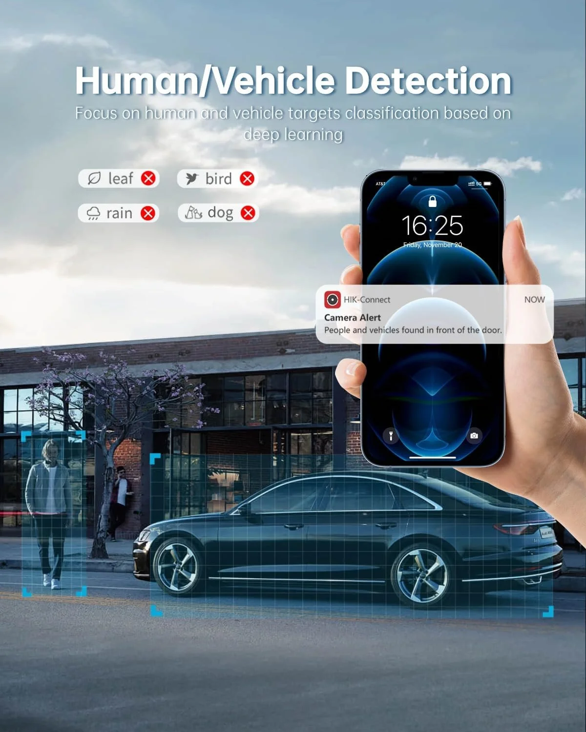 دوربین تحت شبکه رنگی DS-2CD2087G2-LU 2.8mm با کیفیت 8 مگاپیکسل 4K، دوربین بولت Color VU، دوربین مداربسته دام، تشخیص هوشمند انسان/خودرو، H.265+، WDR 130dB، میکروفون داخلی، IP67