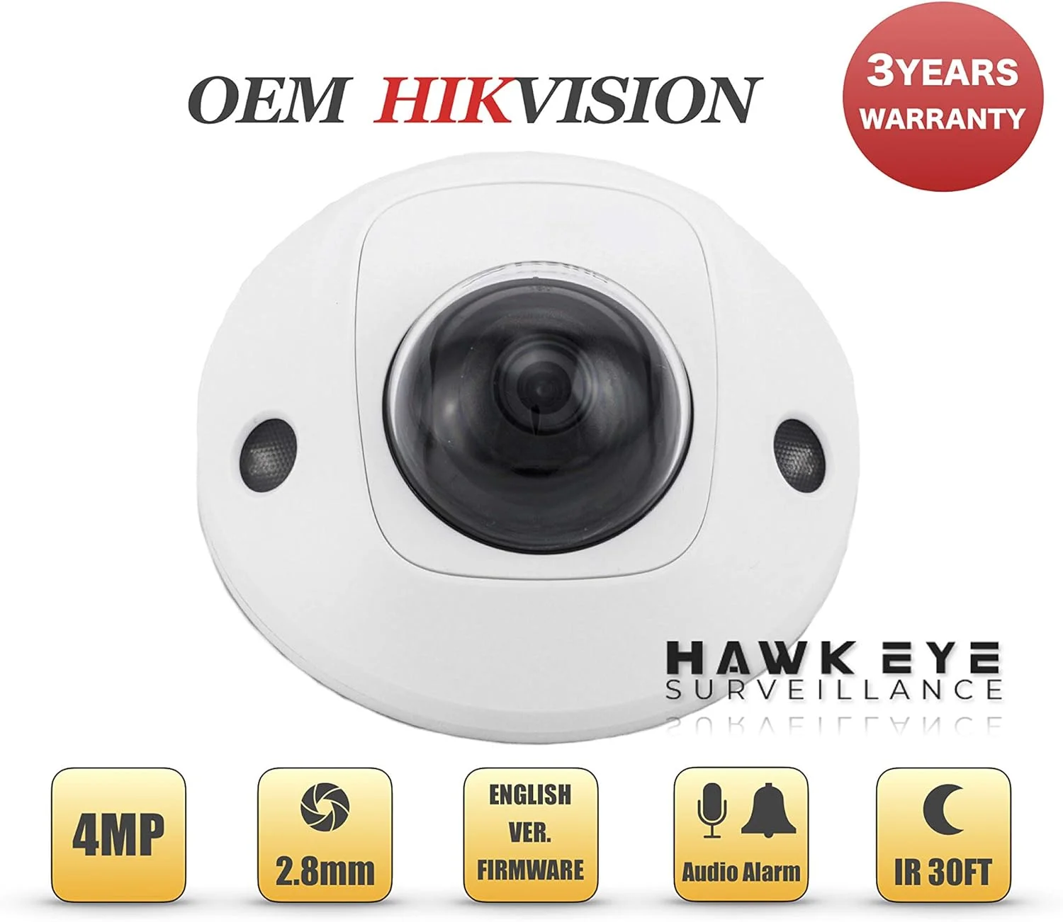 دوربین مداربسته تحت شبکه 4 مگاپیکسلی PoE - میکروفون داخلی، مینی دام، مناسب فضای داخلی و خارجی، لنز 2.8 میلی متری، درگاه کارت حافظه SD، ورودی و خروجی صدا و آلارم، سازگار با سری Performance هایک ویژن DS-2CD2543G0-IS نسخه انگلیسی