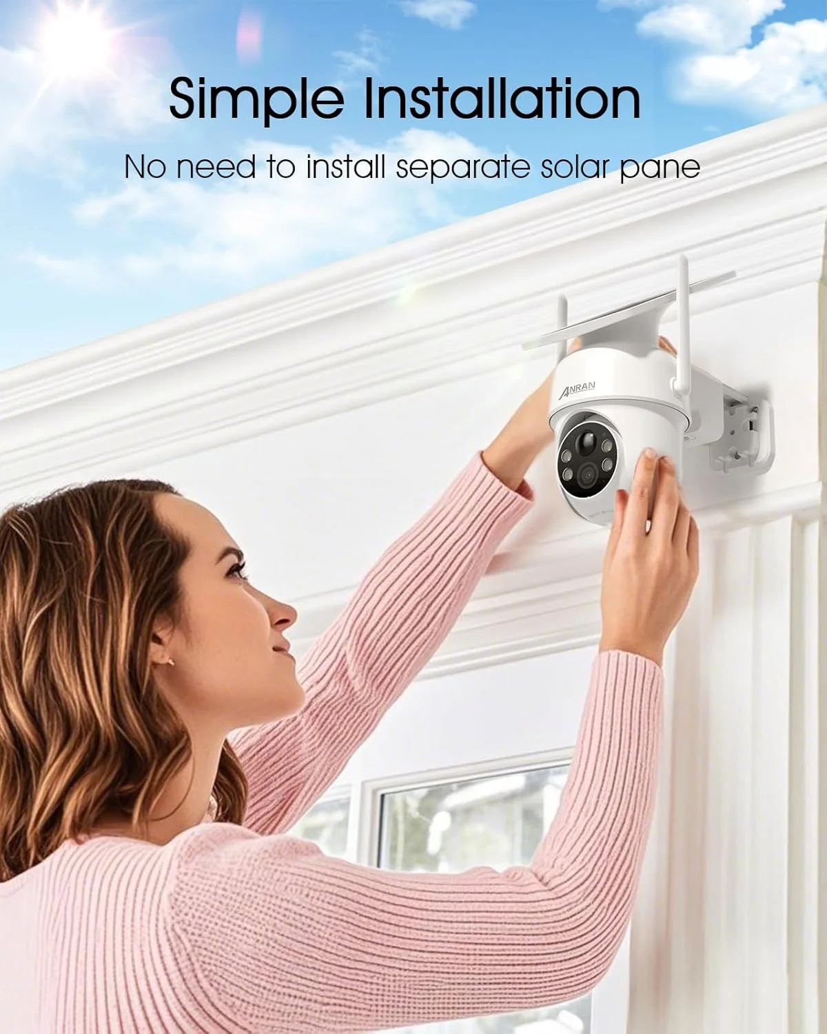 دوربین های امنیتی خورشیدی بی سیم ANRAN 2K برای فضای باز، دوربین نظارتی خانگی وای فای 2.4G با پنل خورشیدی ثابت، PTZ 360 درجه، تشخیص انسان PIR، دید در شب رنگی 3 مگاپیکسلی، ارتباط دو طرفه، بسته 2 عددی، Q04 دوربین های امنیتی خورشیدی بی سیم ANRAN 2K برای فضای باز، دوربین نظارتی خانگی وای فای 2.4G با پنل خورشیدی ثابت، PTZ 360 درجه، تشخیص انسان PIR، دید در شب رنگی 3 مگاپیکسلی، ارتباط دو طرفه، بسته 2 عددی، Q04