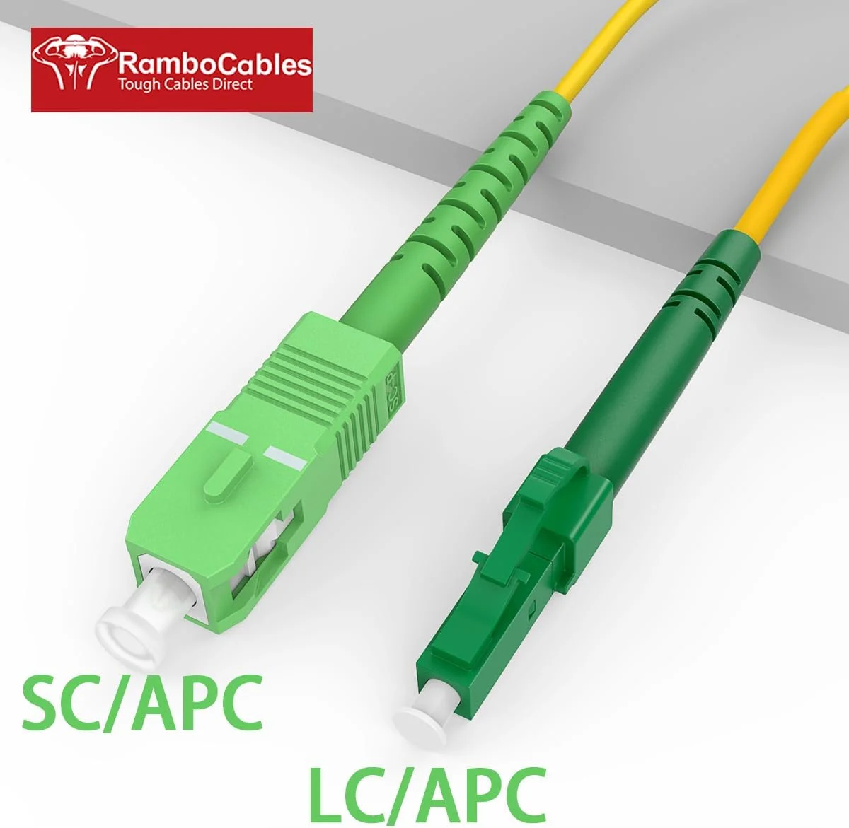 کابل فیبر نوری SC/APC به LC/APC، کابل پچ سینگل مود OS2 9/125μm LSZH، کابل فیبر نوری FTTH، زرد، 1 متر