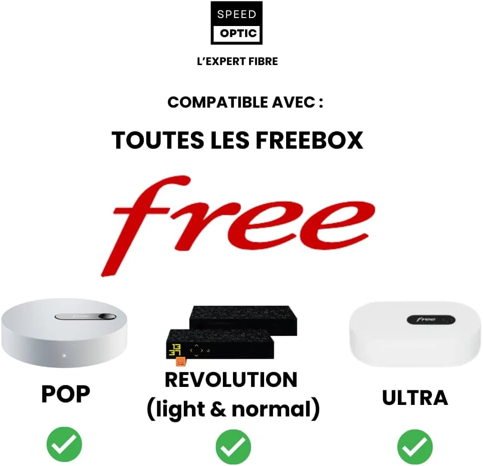 کابل فیبر نوری Speedoptic برای Freebox مدل های Pop، Ultra، Revolution، SC/UPC به SC/APC، کابل افزایش طول (10 متر)