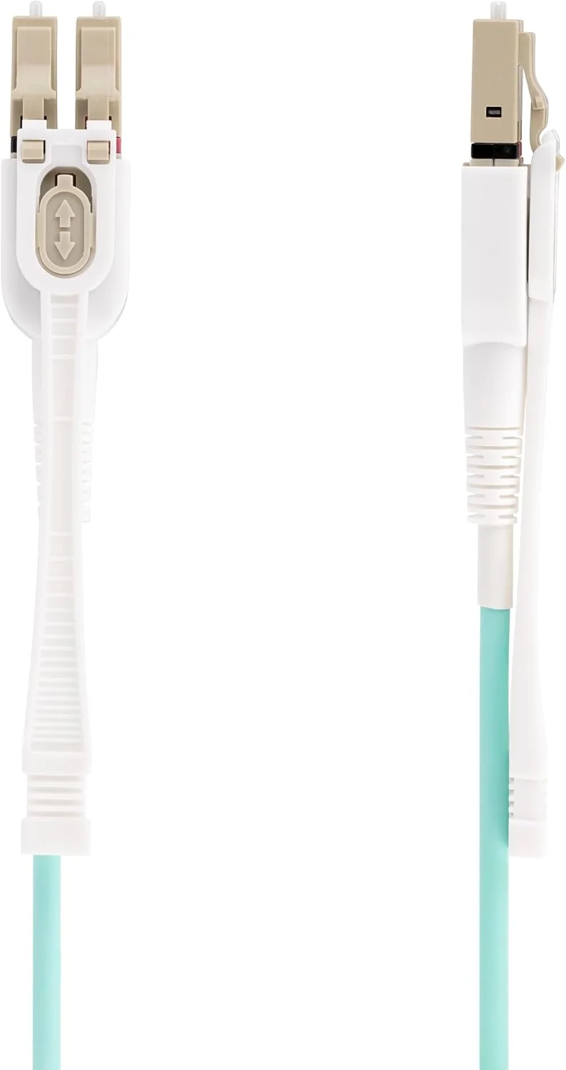 کابل فیبر نوری چند حالته LC به LC (UPC) OM4 استار تک با زبانه های فشاری-کششی، 5 متری، 50/125µm، 100 گیگابیت بر ثانیه، کابل فیبر نوری مقاوم در برابر خمش، افت درج کم، کابل نصب فیبر نوری LSZH کابل فیبر نوری چند حالته LC به LC (UPC) OM4 استار تک با زبانه های فشاری-کششی، 5 متری، 50/125µm، 100 گیگابیت بر ثانیه، کابل فیبر نوری مقاوم در برابر خمش، افت درج کم، کابل نصب فیبر نوری LSZH