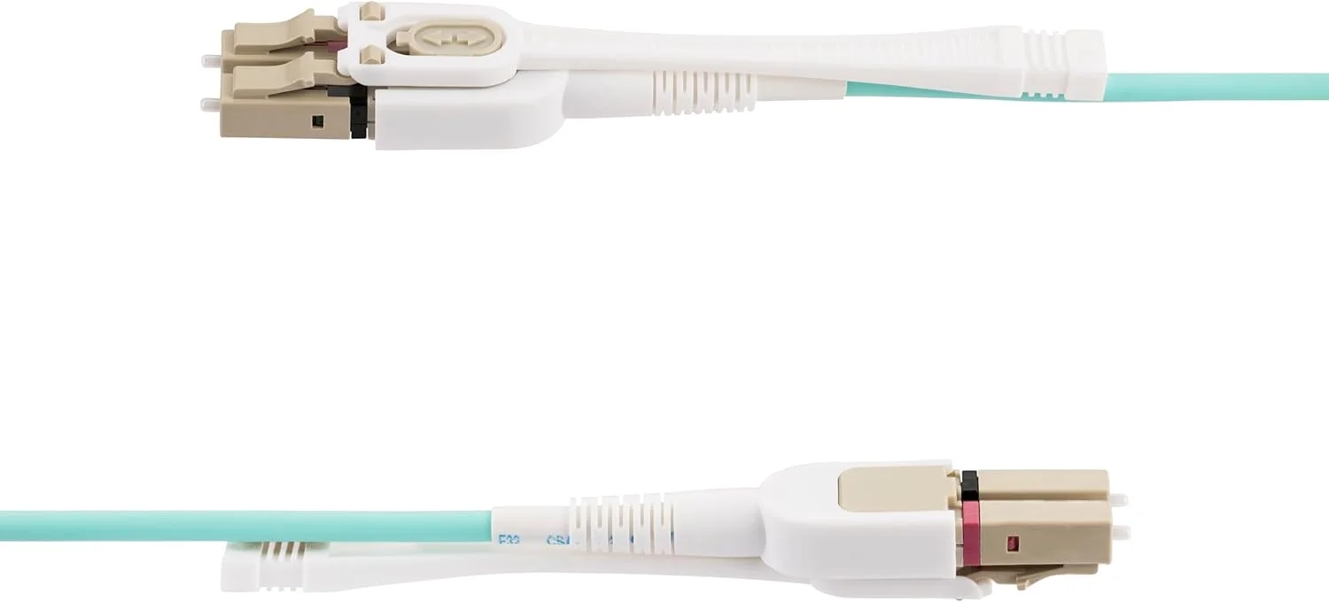 کابل فیبر نوری چند حالته LC به LC (UPC) OM4 استار تک با زبانه های فشاری-کششی، 5 متری، 50/125µm، 100 گیگابیت بر ثانیه، کابل فیبر نوری مقاوم در برابر خمش، افت درج کم، کابل نصب فیبر نوری LSZH کابل فیبر نوری چند حالته LC به LC (UPC) OM4 استار تک با زبانه های فشاری-کششی، 5 متری، 50/125µm، 100 گیگابیت بر ثانیه، کابل فیبر نوری مقاوم در برابر خمش، افت درج کم، کابل نصب فیبر نوری LSZH