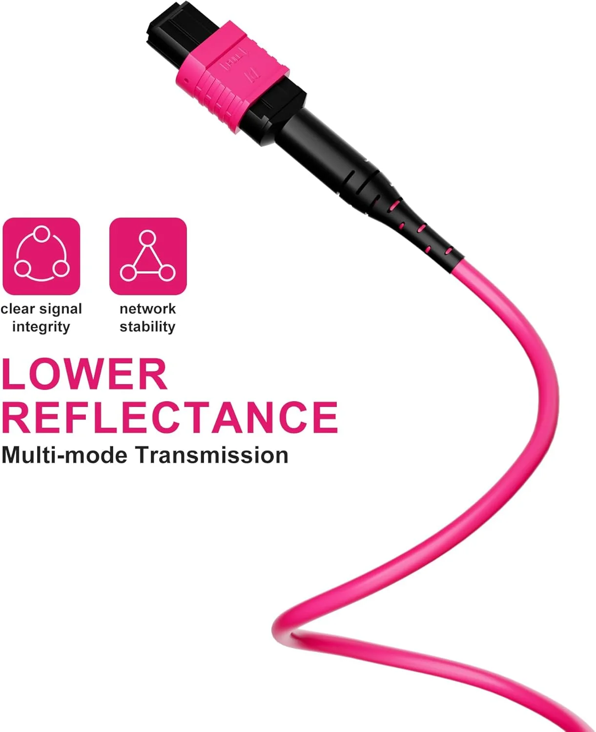 کابل فیبر نوری MPO به MPO OM4 وندسیل، 12 رشته کابل فیبر نوری MPO به MPO OM4 وندسیل، 12 رشته