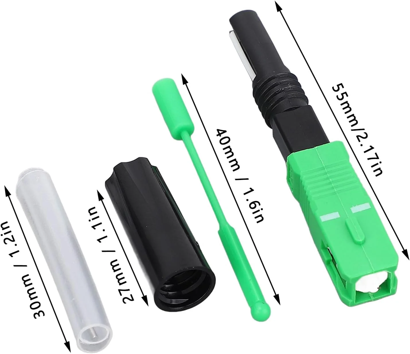 کانکتور فیبر نوری SC مدل Wisoqu، اتصال سریع فیبر، نوع اتصال سرامیکی، مناسب برای صنعت (20 عدد)