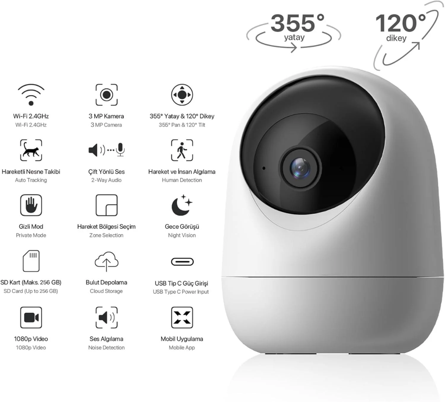 دوربین هوشمند وای فای زنون اسمارت، تصویر شفاف، دید در شب، ارتباط دو طرفه با میکروفون، سفید دوربین هوشمند وای فای زنون اسمارت، تصویر شفاف، دید در شب، ارتباط دو طرفه با میکروفون، سفید