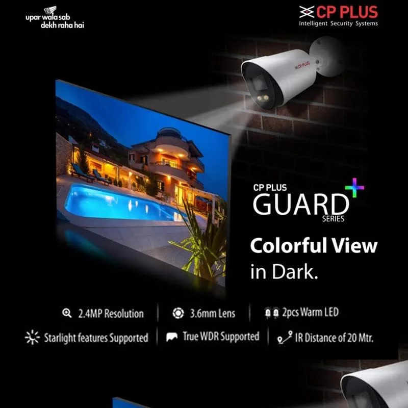 دستگاه ضبط تصاویر 4 کانال Clocite CP Plus به همراه 4 دوربین دام 5 مگاپیکسلی (Guard+) با تصویربرداری رنگی 24/7 (دید رنگی روز/شب) + هارد دیسک 1 ترابایتی + کابل مسی (1+3) + منبع تغذیه 4 کانال + کیت کامل اتصالات BNC و DC دستگاه ضبط تصاویر 4 کانال Clocite CP Plus به همراه 4 دوربین دام 5 مگاپیکسلی (Guard+) با تصویربرداری رنگی 24/7 (دید رنگی روز/شب) + هارد دیسک 1 ترابایتی + کابل مسی (1+3) + منبع تغذیه 4 کانال + کیت کامل اتصالات BNC و DC