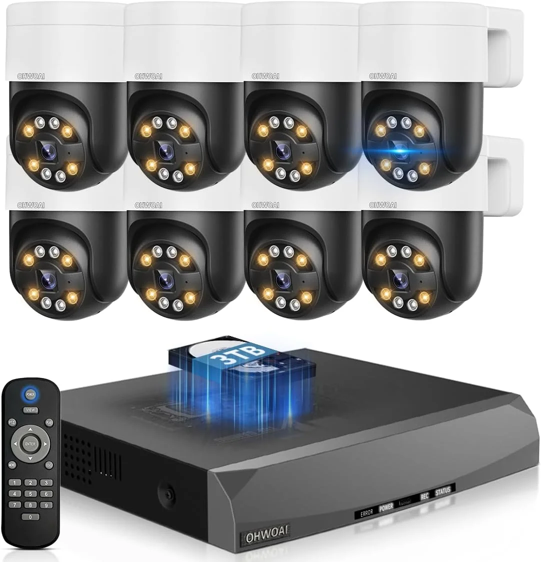 سیستم دوربین مداربسته سیمی با لنز زاویه باز ۱۳۰ درجه و کنترل PTZ، سیستم نظارت تصویری خانگی، سیستم دوربین مداربسته بیرونی، ۸ دوربین مداربسته