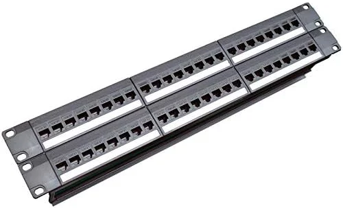 پچ پنل 24 پورت CAT6 رک 1U کابینت 19 اینچی، آداپتور کابل RJ45، قاب ماژولار