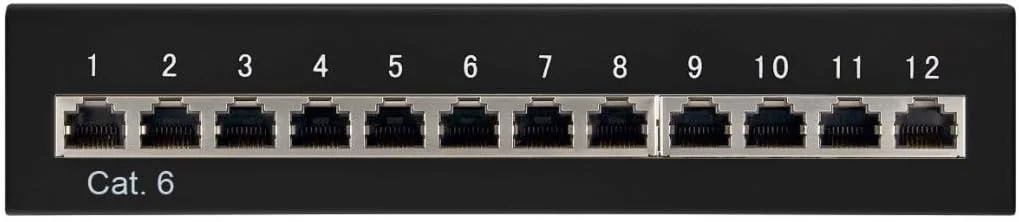 پنل پچ رومیزی/دیواری Goobay 69307 CAT 6، دارای 12 پورت، مشکی