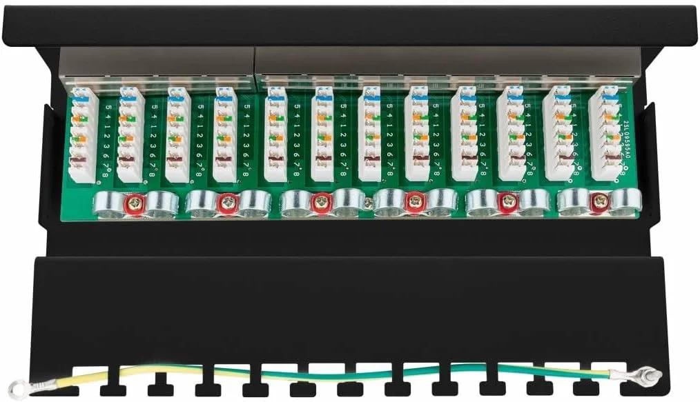 پنل پچ رومیزی/دیواری Goobay 69307 CAT 6، دارای 12 پورت، مشکی