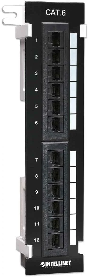 پچ پنل Intellinet، Cat6، نصب دیواری، UTP، 12 پورت، مشکی