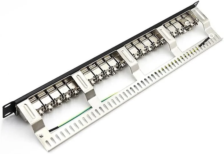 پچ پنل CAT7 با ۲۴ پورت SFTP Keystone Type Loaded KUWES با پشتیبانی از 10G، شیلددار STP ۱۹ اینچی با میله پشتی جداشدنی، پچ پنل شبکه 1U برای Cat7، Cat6، Cat6A، Cat5e