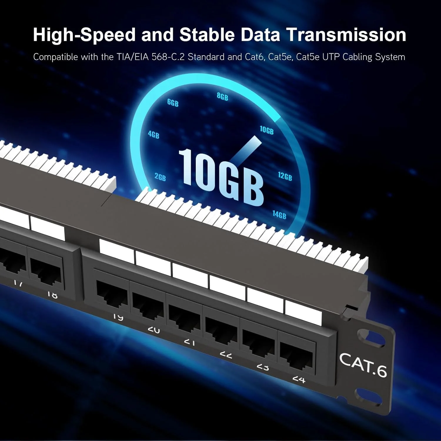 پنل پچ 24 پورت Cat6 iwillink، پنل شبکه کیستون RJ45 10 گیگابیت بر ثانیه برای نصب در رک یا دیوار، ایده آل برای اتصالات گیگابیتی اترنت