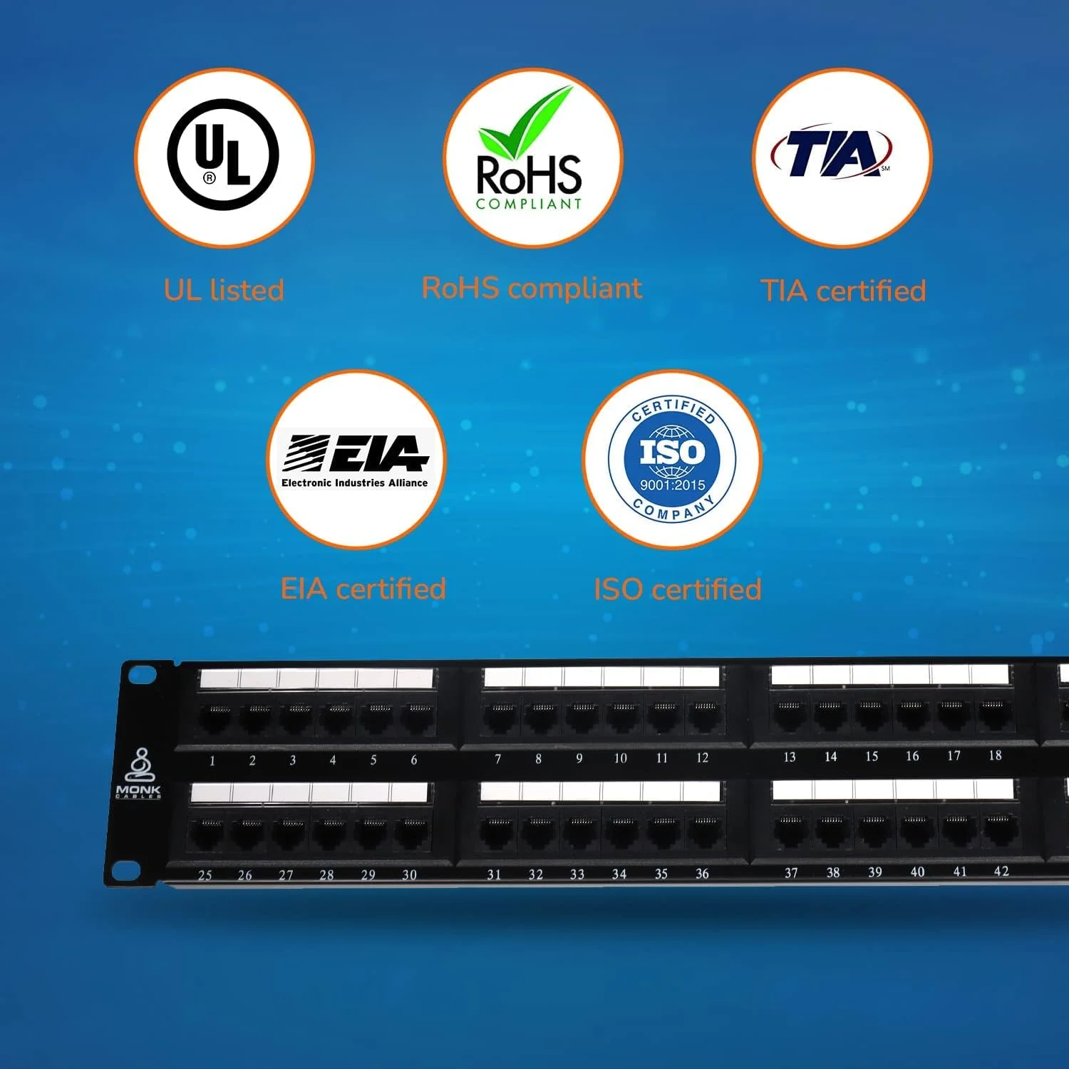 پنل پچ CAT6 مونک کیبلز | پانچ‌دان | ۴۸ پورت