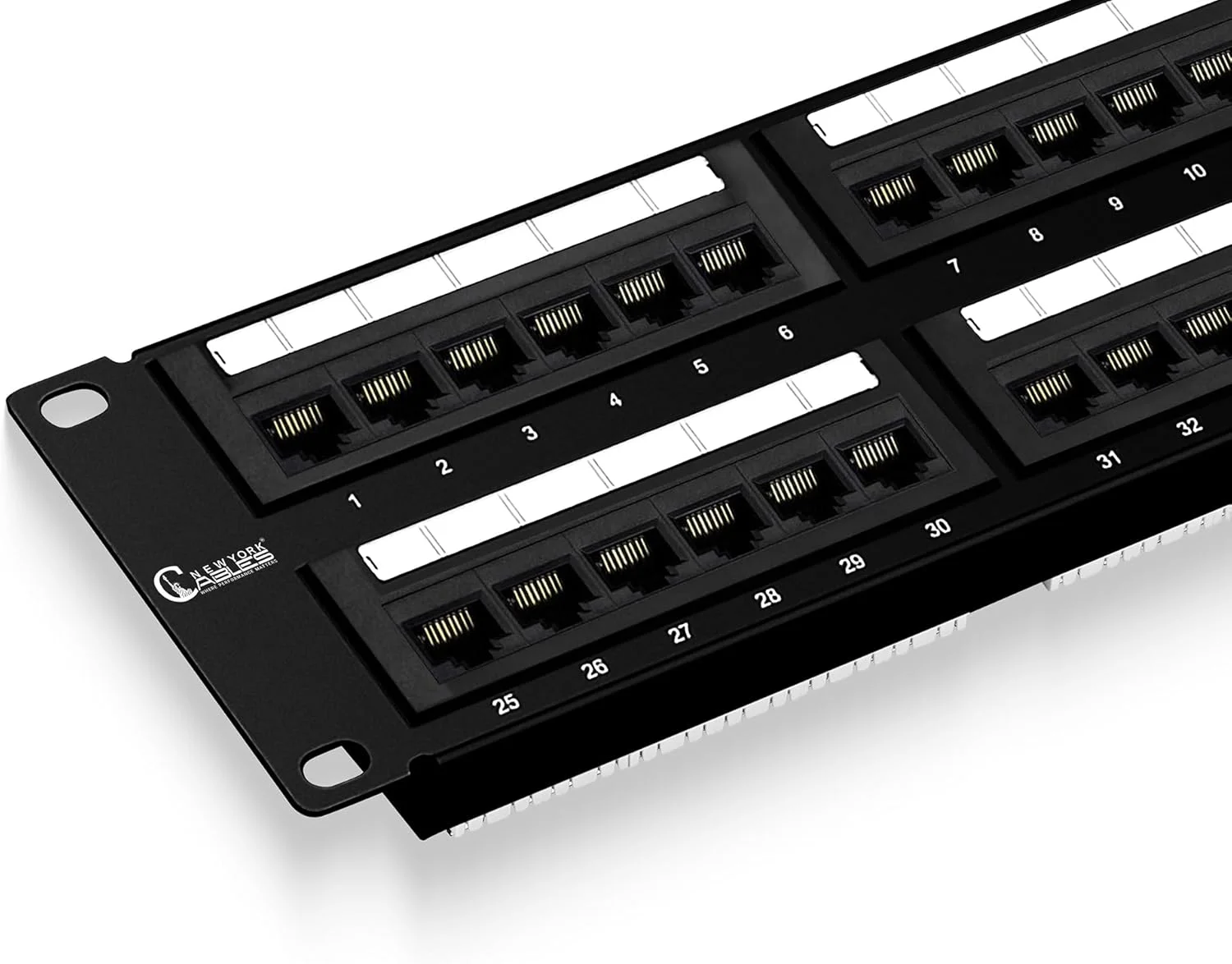 پچ پنل 48 پورت RJ45 Cat6 Keystone Jack UTP نیویورک کابلز - قابل نصب روی دیوار یا رک