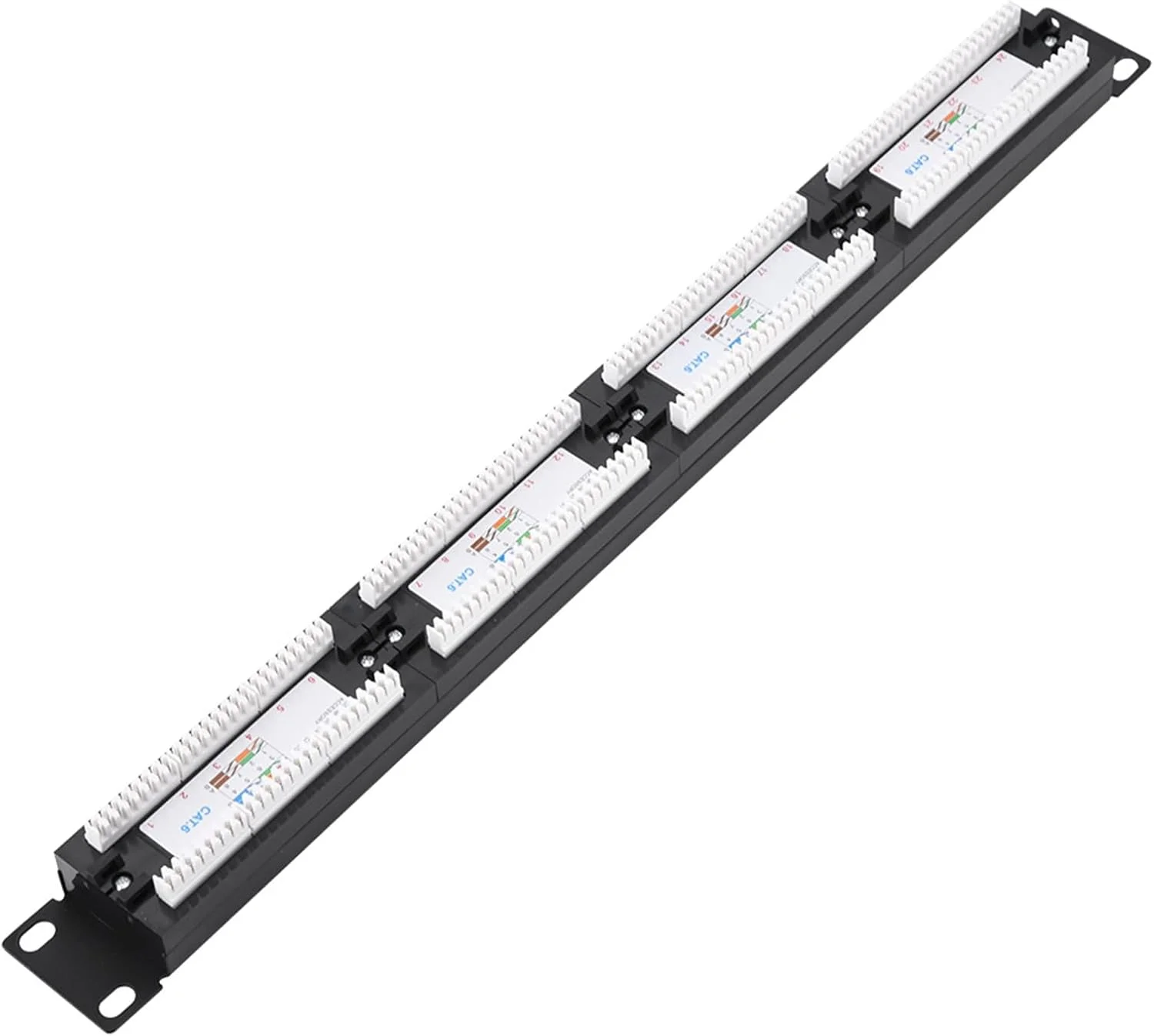رک کابل پچ پنل CAT6، ۲۴ پورت، نصب دیواری، سازمان دهنده کمد شبکه، براکت برای مدیریت کابل، مناسب برای استاندارد مشکی