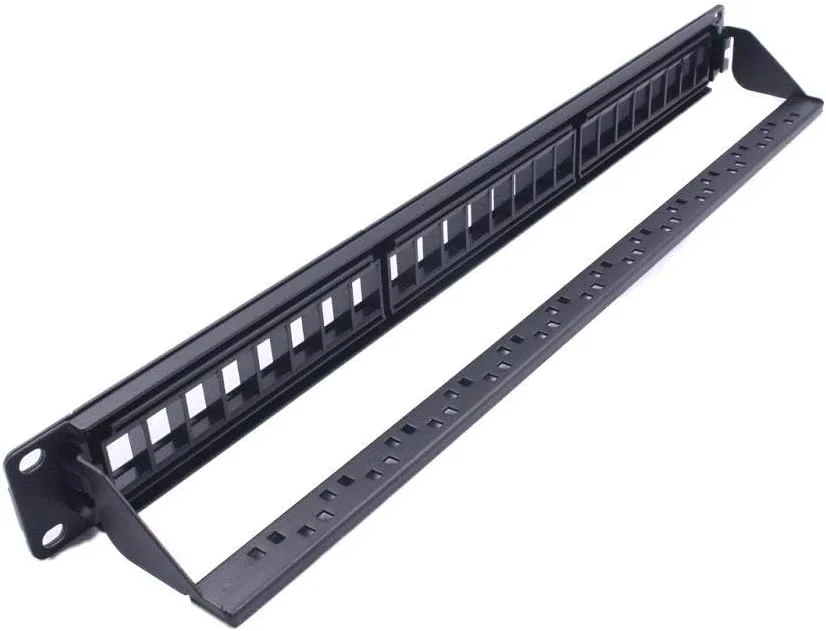 TMKJZL گیره های سوسماری 19 اینچی 1U رک کابینت عبوری 24 پورت CAT6 پچ پنل RJ45 تستر کابل شبکه Keystone Jack قاب توزیع ماژولار برای نصب آسان