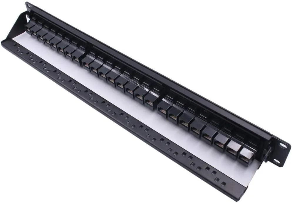 TMKJZL گیره های سوسماری 19 اینچی 1U رک کابینت عبوری 24 پورت CAT6 پچ پنل RJ45 تستر کابل شبکه Keystone Jack قاب توزیع ماژولار برای نصب آسان