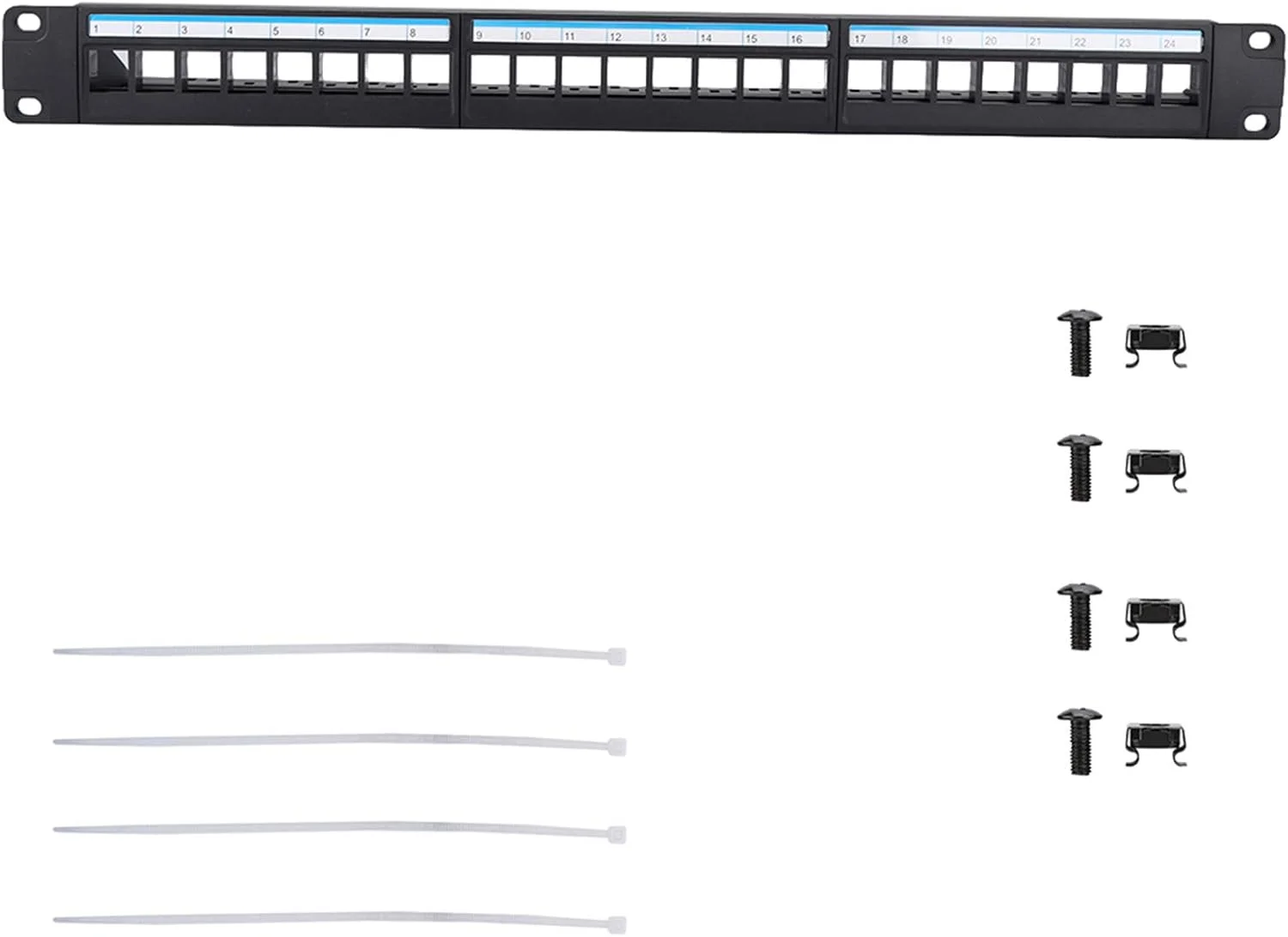 پچ پنل Cat6 ۱۹ اینچی ۲۴ پورت، فریم خط نیروی خود ثابت شونده، قالب گیری تزریقی PPO و PC، مطابق با استانداردهای بین المللی